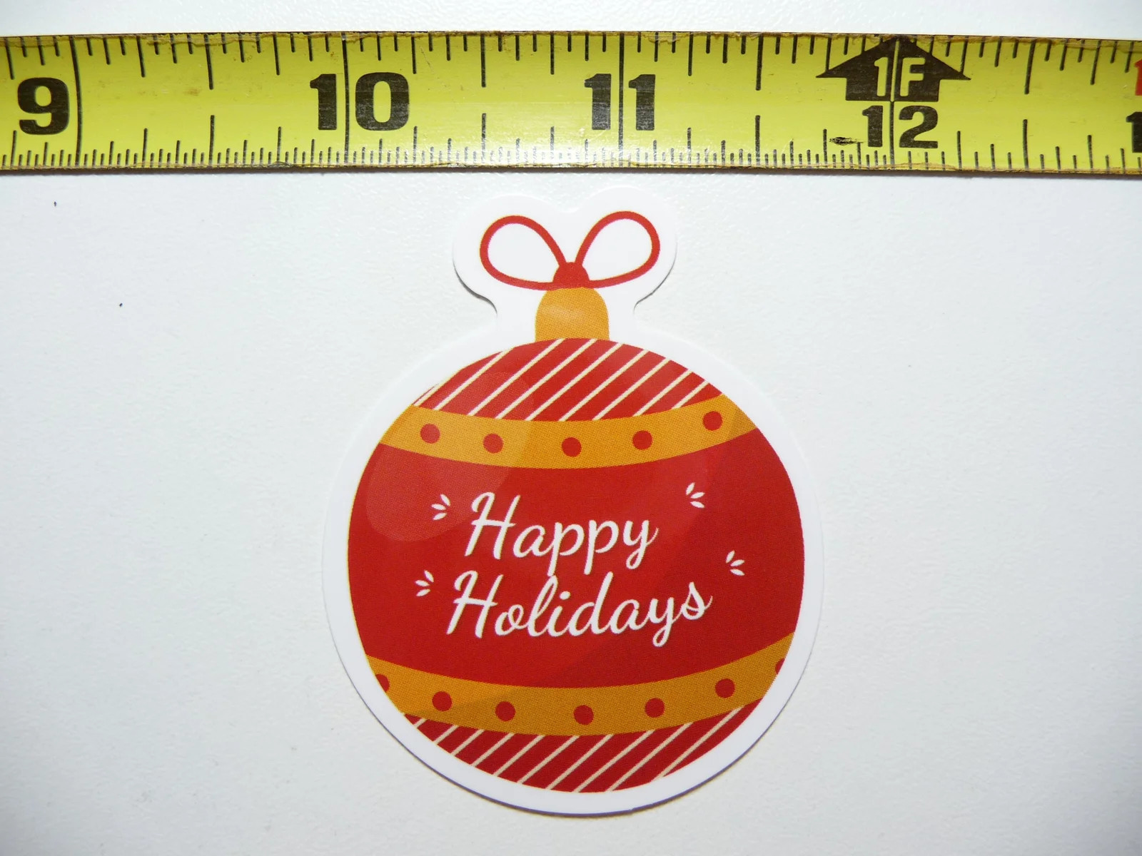 HAPPY HOLIDAYS MERRY CHRISTMAS ORNAMENT SMALL STICKER DECAL WINTER HOLIDAYS FUN