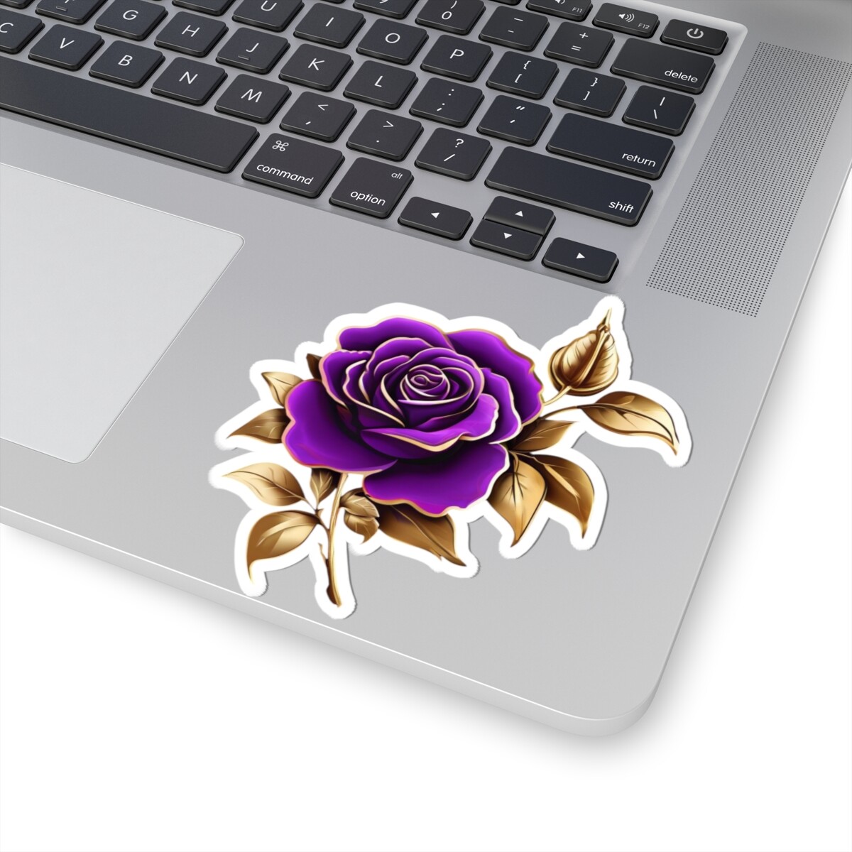 Elegant Purple Rose Kiss-Cut Stickers | Floral Decor, Laptop Stickers, Gift