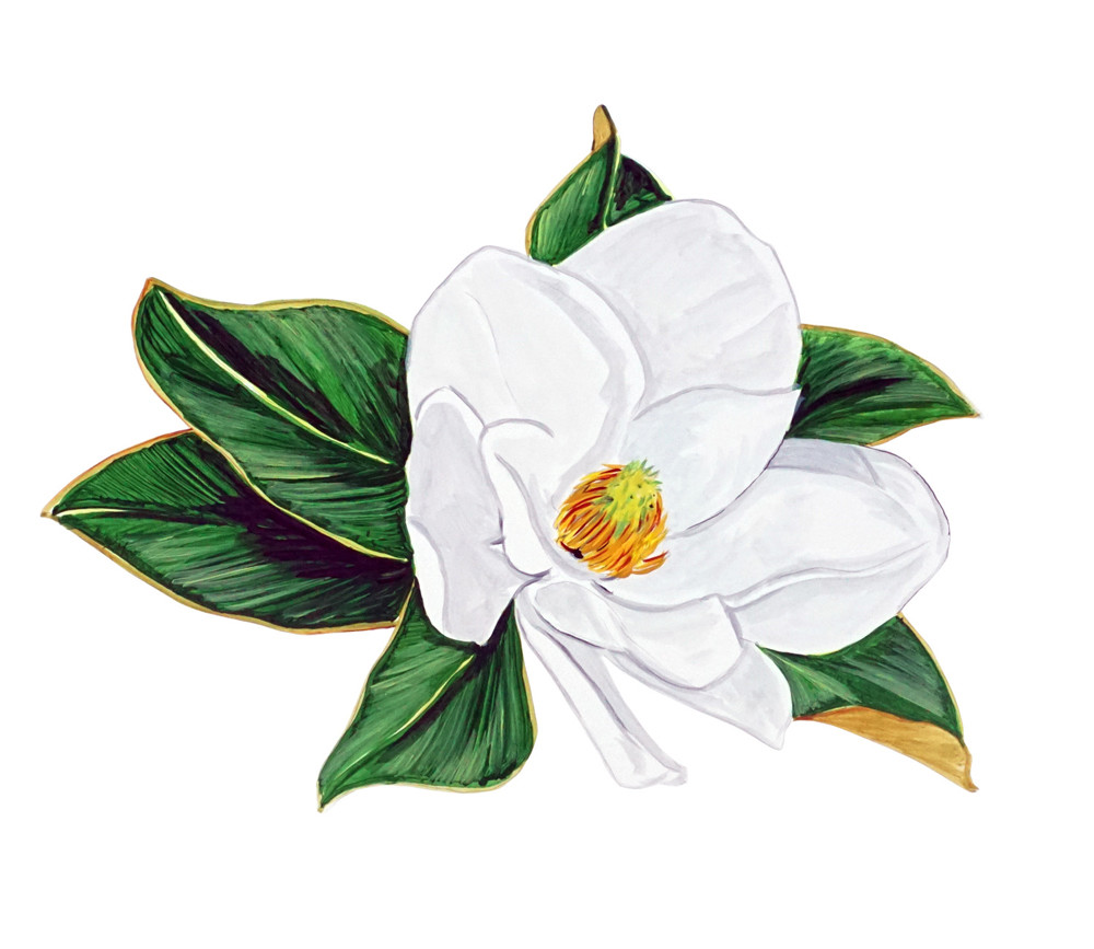 Magnolia White Blossom Mississippi Louisiana State Flower Vinyl Decal Sticker