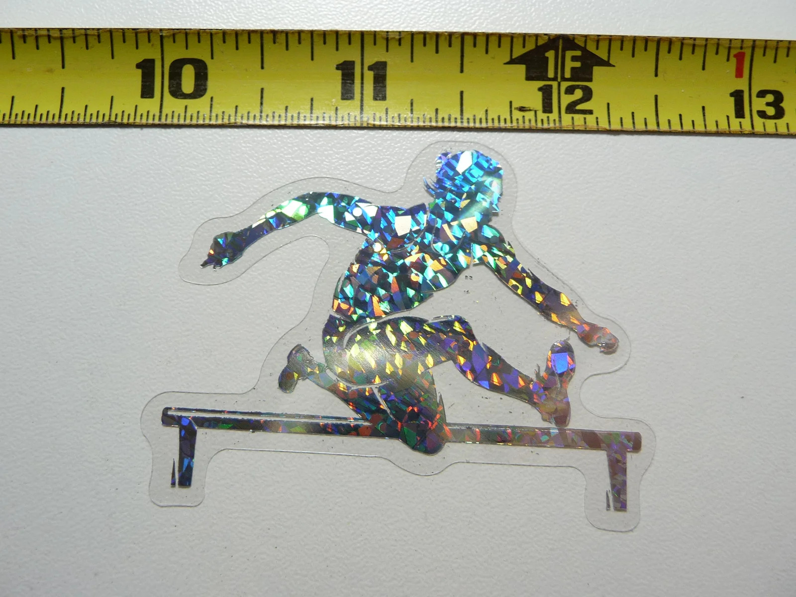 HOLOGRAPHIC HURDLE TRACK SMALL STICKER DECAL SPORTS ATHLETICS CONTEST