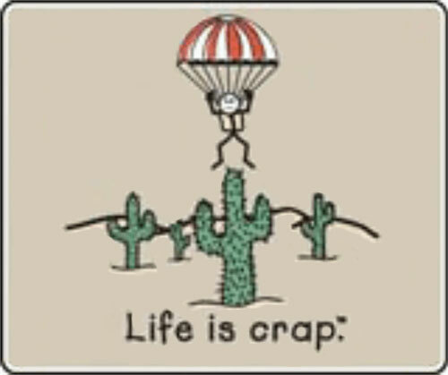 Life Is Crap – Parachute – Sticker – 4″ x 3 3/8″