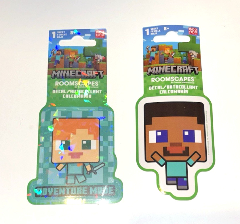 2 Decals Minecraft, Prismatic Alex, and Steve – Die-Cut Vinyl Stickers