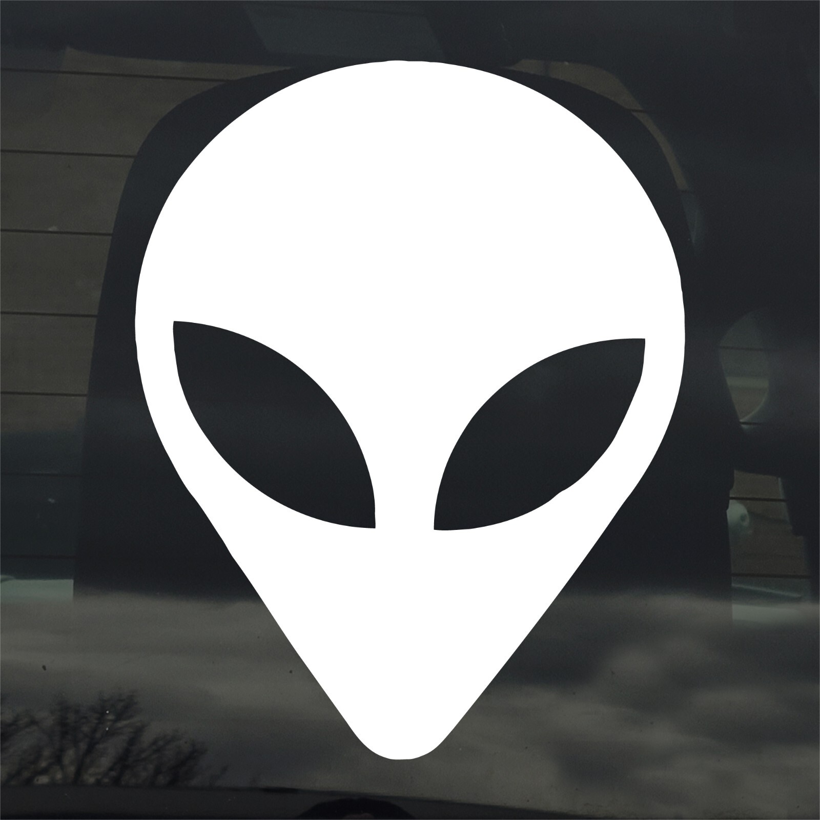 Alien Head Custom Vinyl Sticker / Decal – UFO Flying Saucer Space