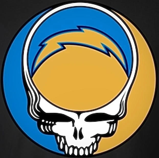 🌹⚡️GRATEFUL DEAD Los Angeles Chargers Stealie Sticker *NEW** Measures 3″ x 3″