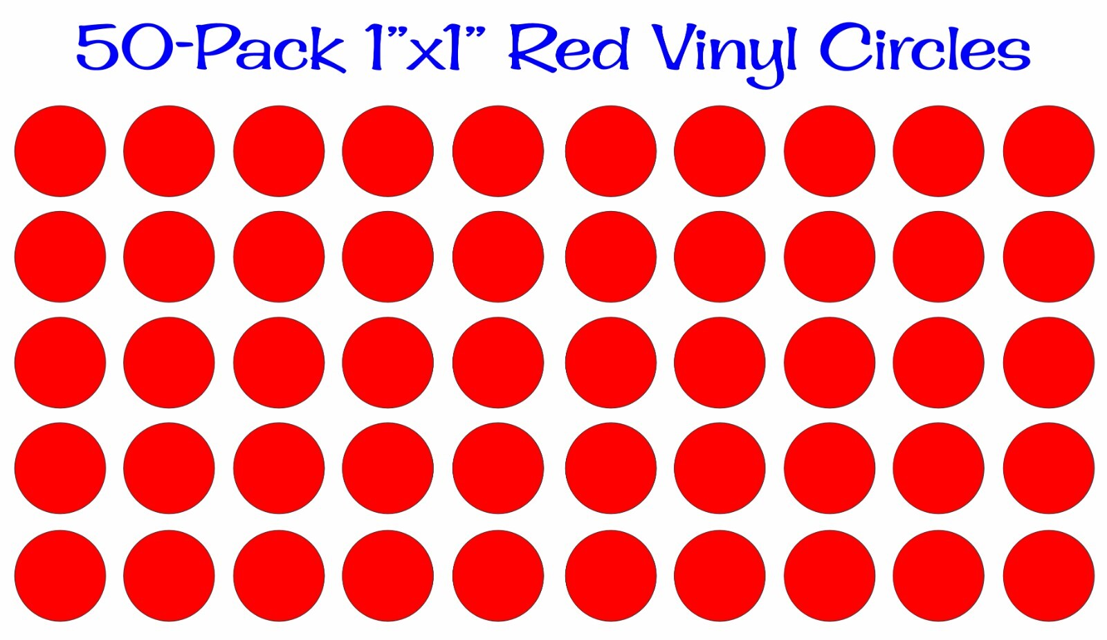 50 pack – 1″x1″ Round Red Vinyl Stickers / Decals Circles Polka Dots Die Cut