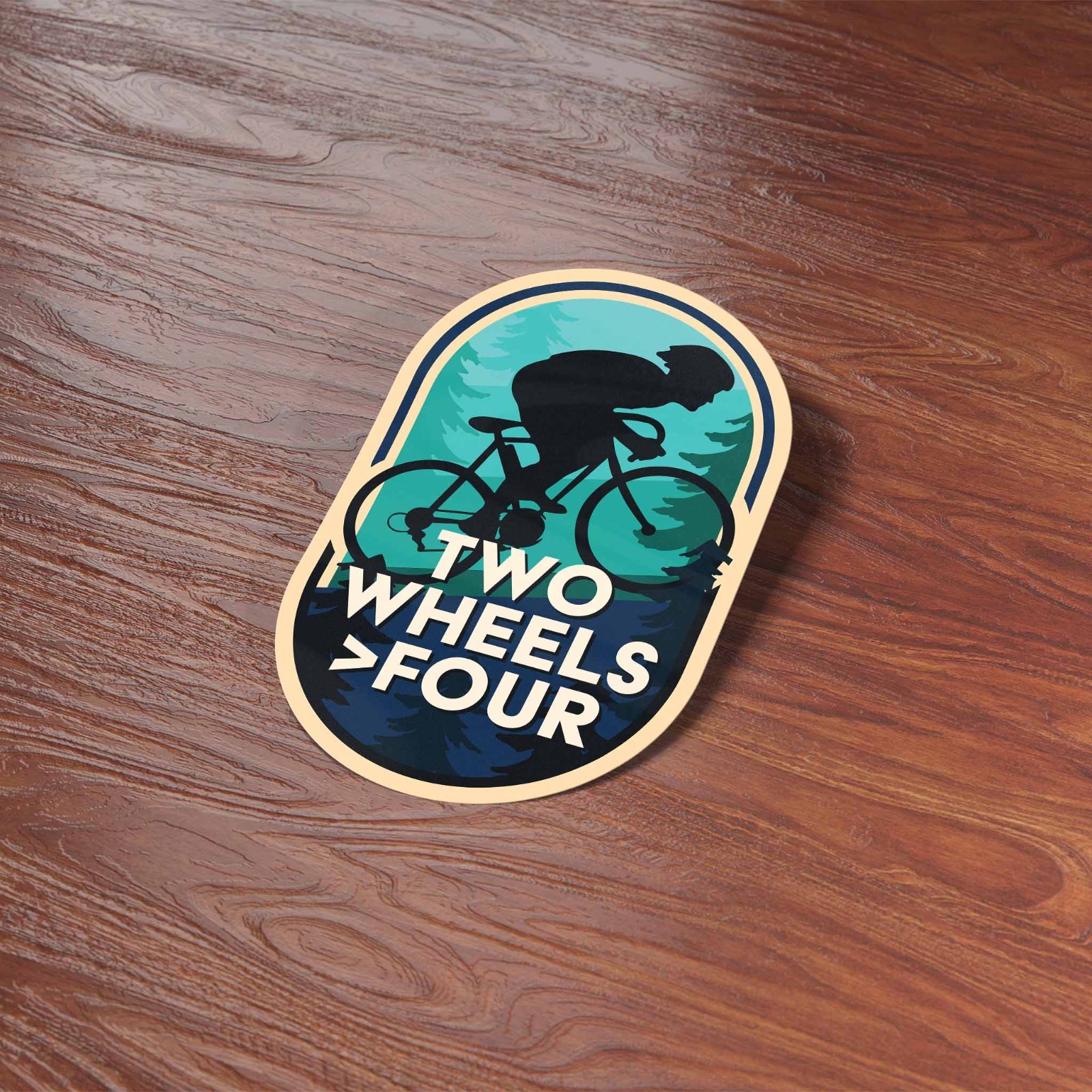 Two Wheels Four Mountain Bike Sticker – Cycling Decals for Water Bottle