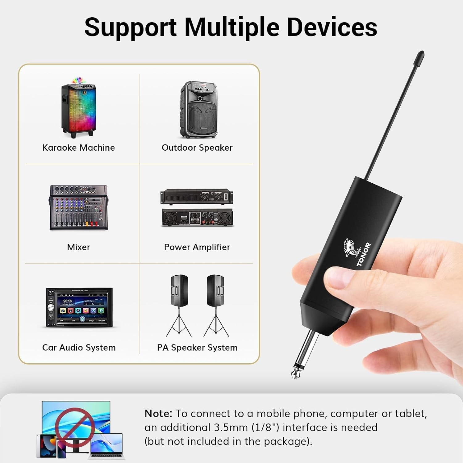 UHF Wireless Microphone System with Dual Headset Microphones/Lavalier Lapel Mics