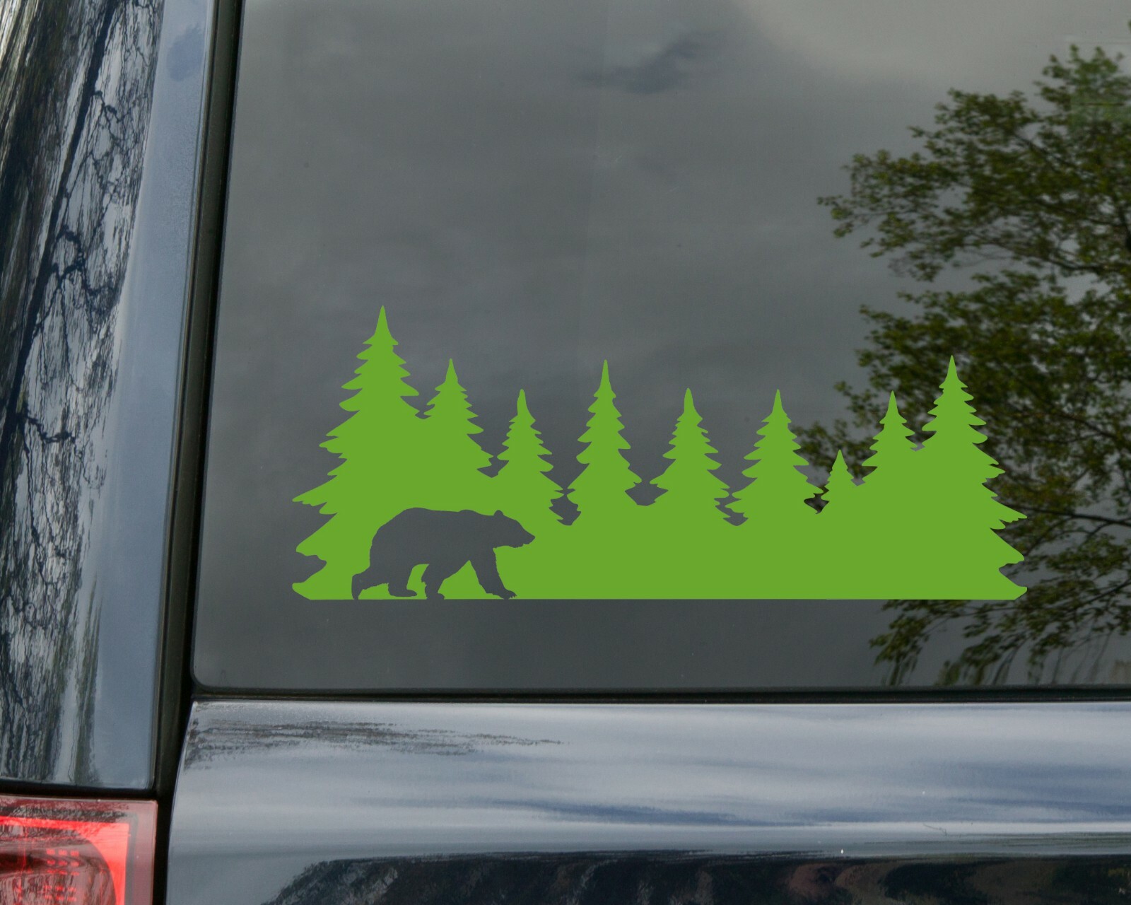 Bear in Tree Line V2 Vinyl Decal | Forest Grizzly Trees Camping Hiking | Sticker