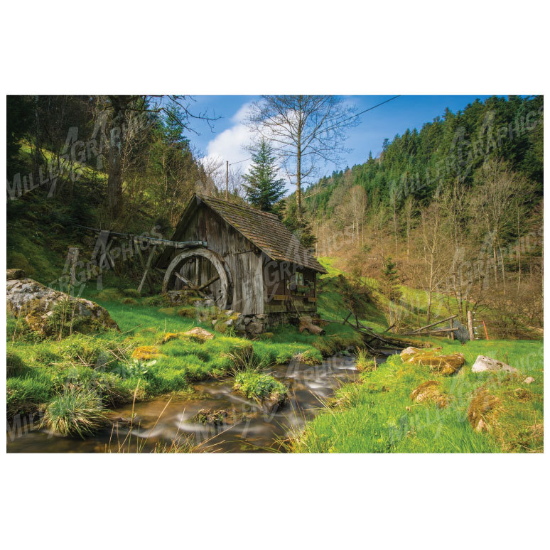 Country Landscape Cabin Stream Wall Decal Sticker Graphic Art – 4 Size Options