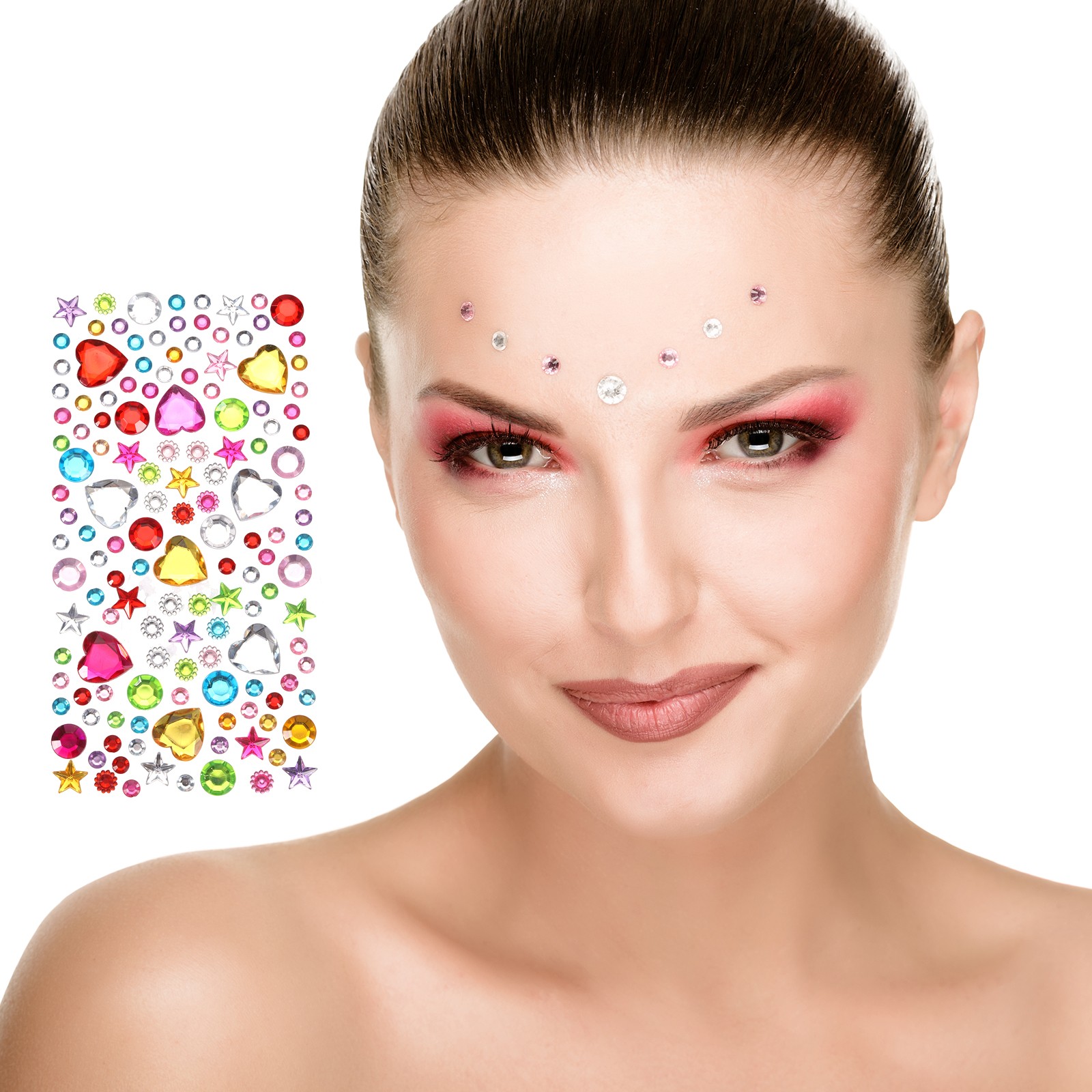 440Pcs Gems Stickers for Crafts 5 Sheet Rectangle Rhinestone Sticker Multicolor