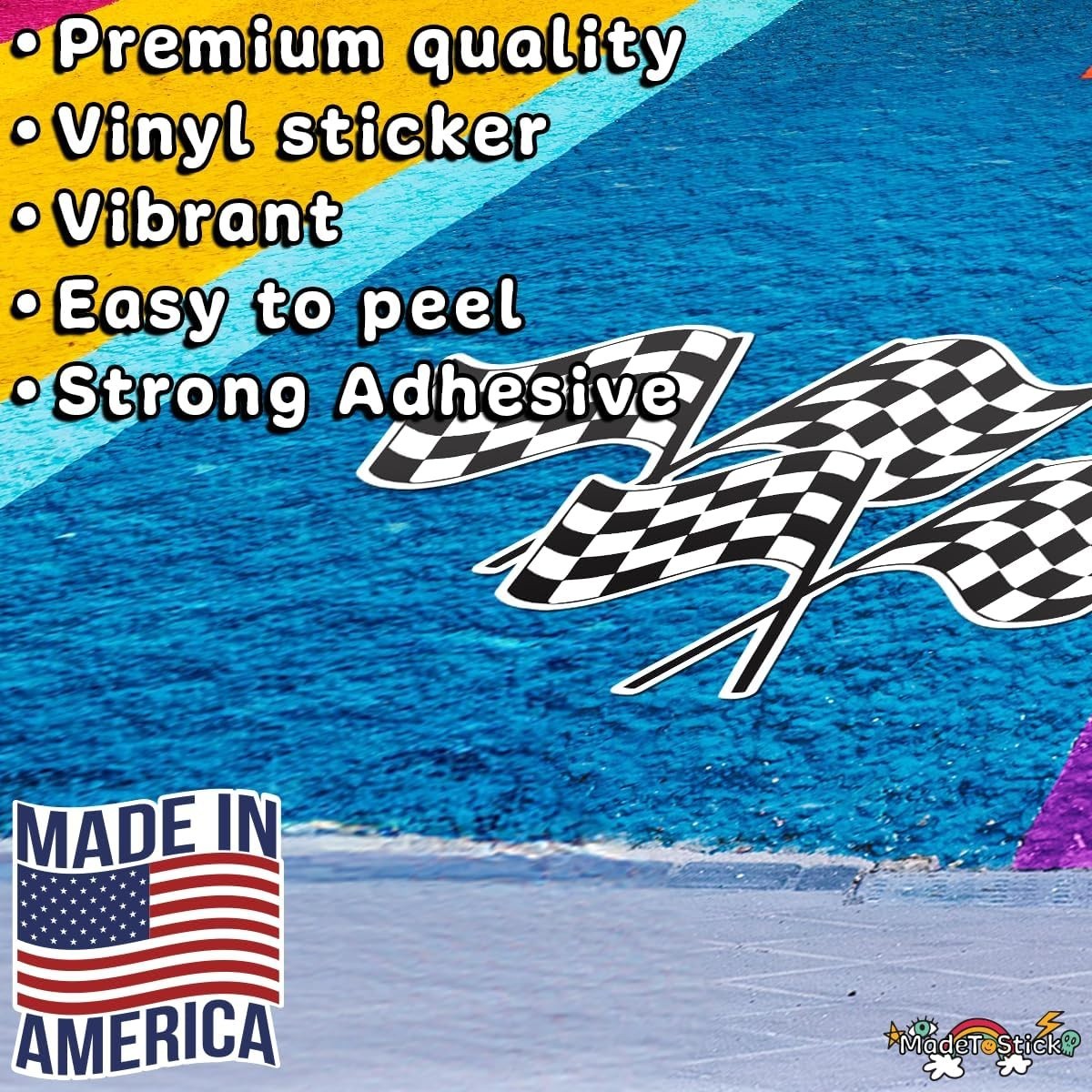 Checkered Racing Flags 2-Pack Crossed Vinyl Decal Car Bumper Sticker 3.6″x6″