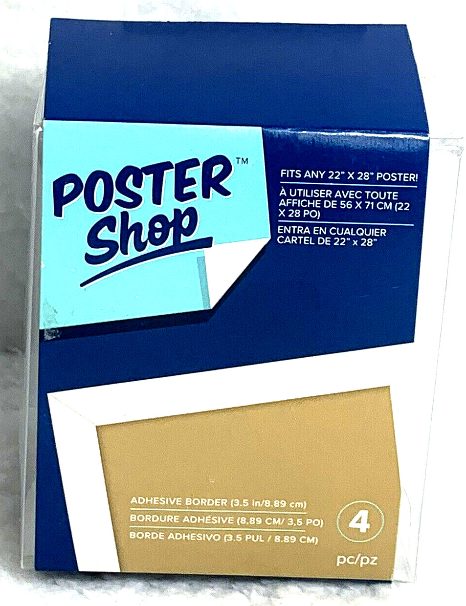 Poster Shop – 4-Pc White Woodgrain Poster Border 3.5 in 22″x28″ Adhesive Border