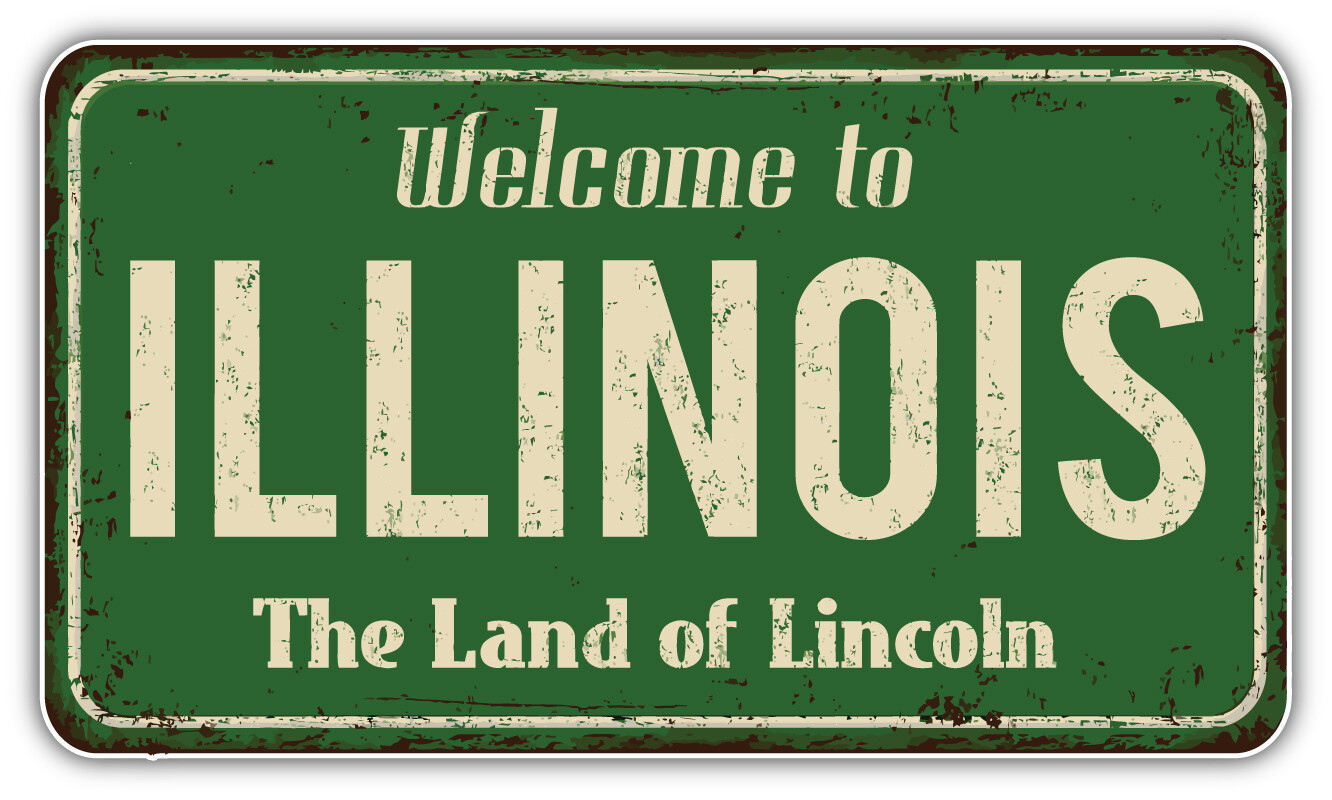Illinois USA State Grunge Retro Emblem Car Bumper Sticker Decal ”SIZES”
