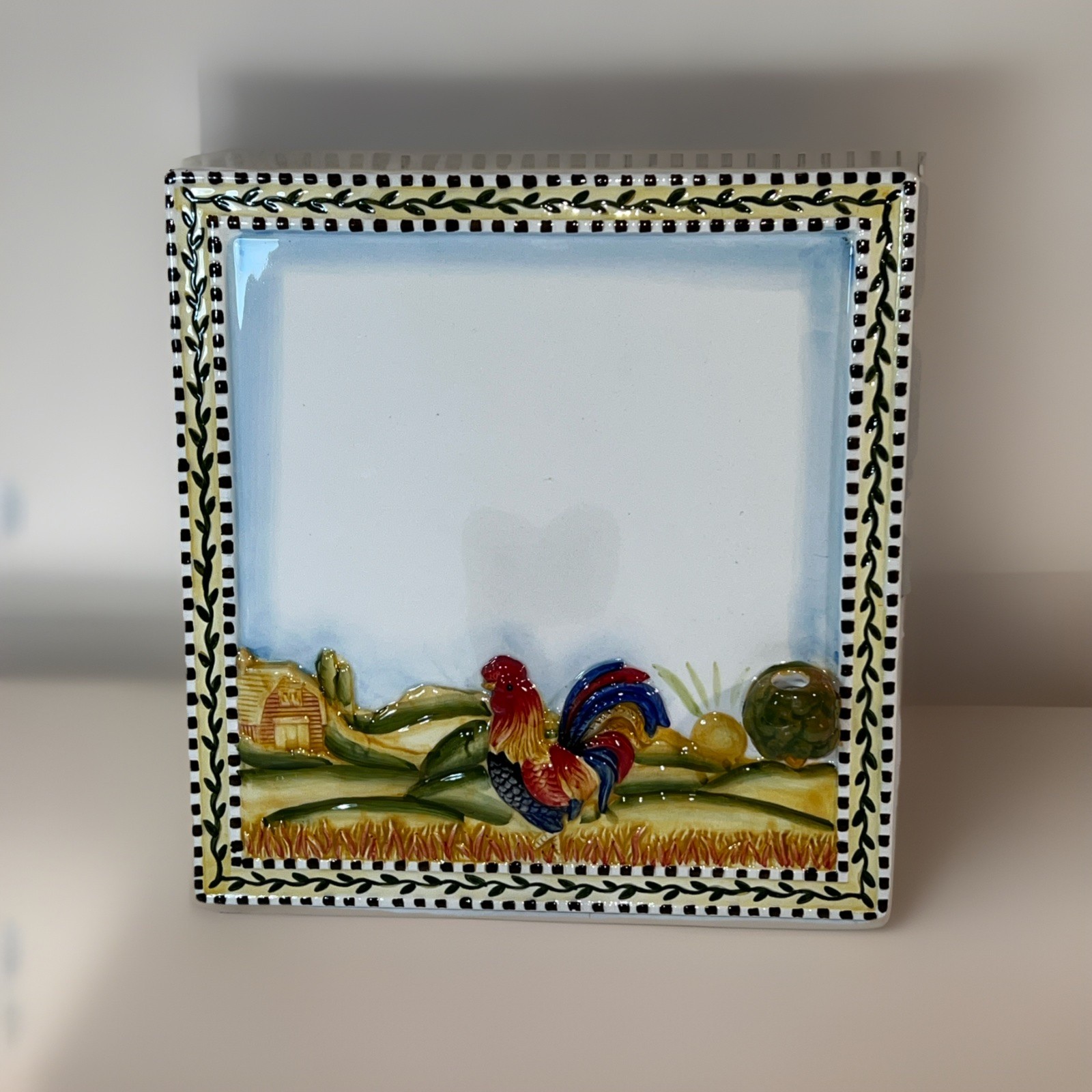 Country Rooster Ceramic Message/Recipe Board 10”x 9 1/2” ￼