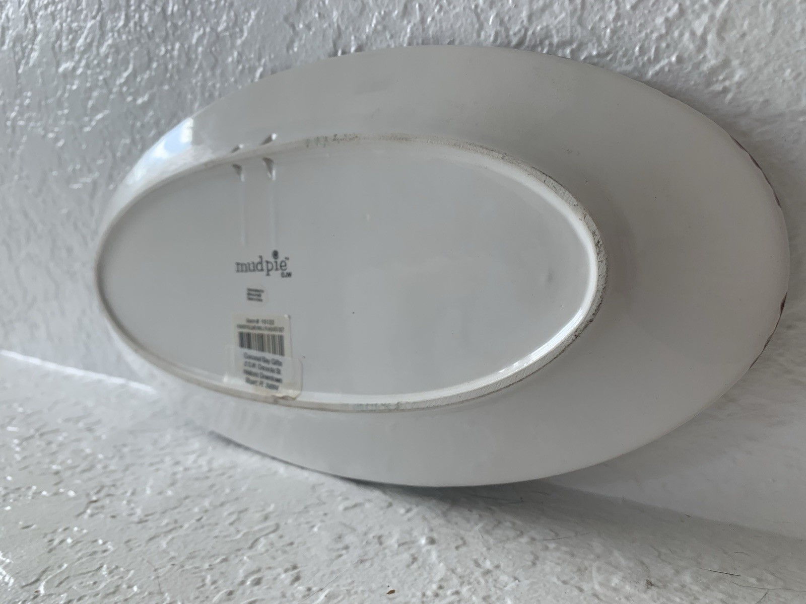 Mud Pie Grouper Design Oval Shape 13”x 6” Wall Hanging Ceramic Green Fish Dish