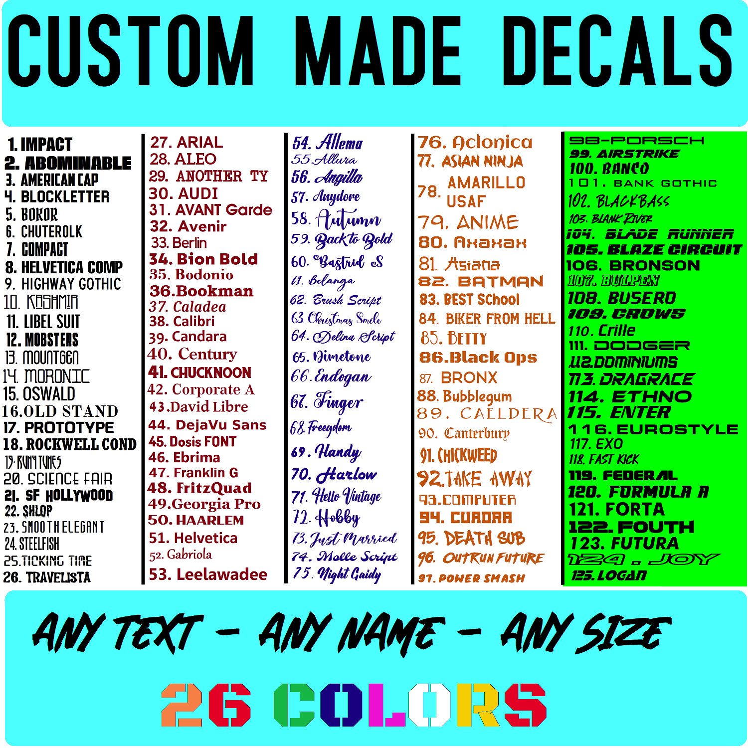 Custom Text Vinyl Lettering Sticker Decal Personalized – ANY TEXT ANY NAME {c16