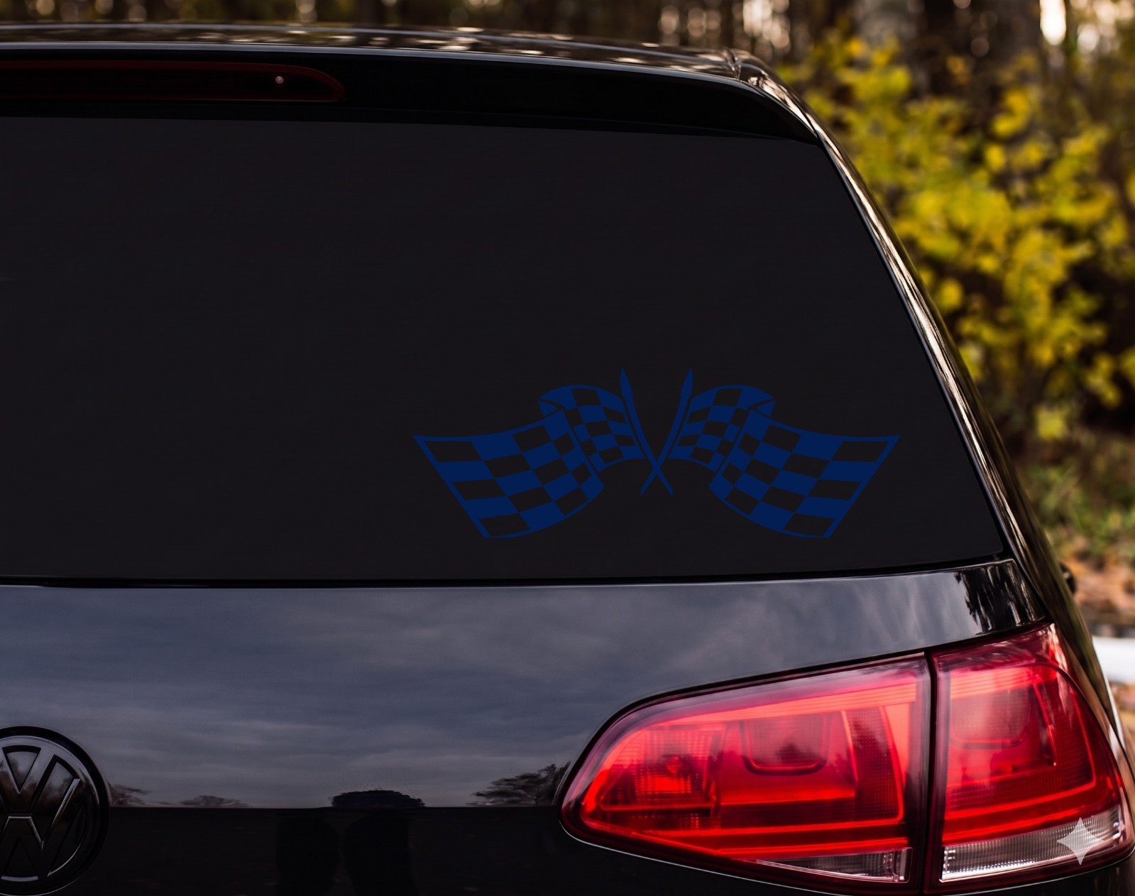 Crossed Checkered Racing Flags Vinyl Decal Sticker Car Window | Racing Fan Gift