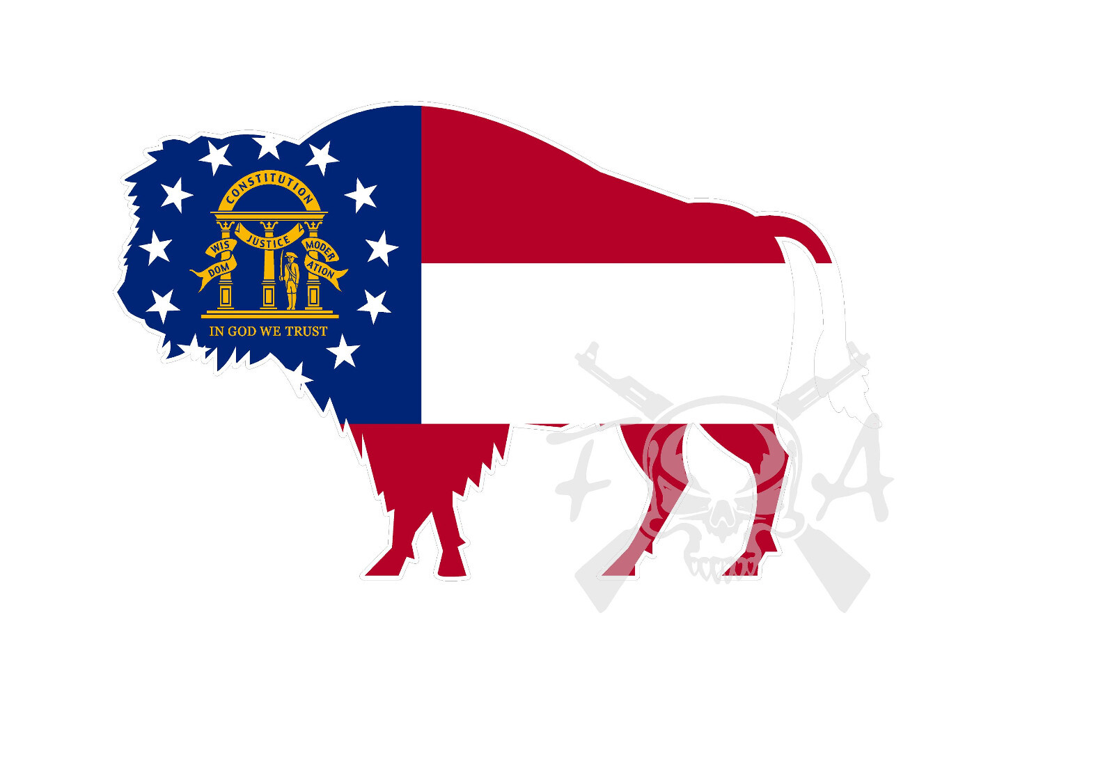 Georgia Flag Buffalo outline Vinyl Sticker Decal Hunting state GA bison cow bull