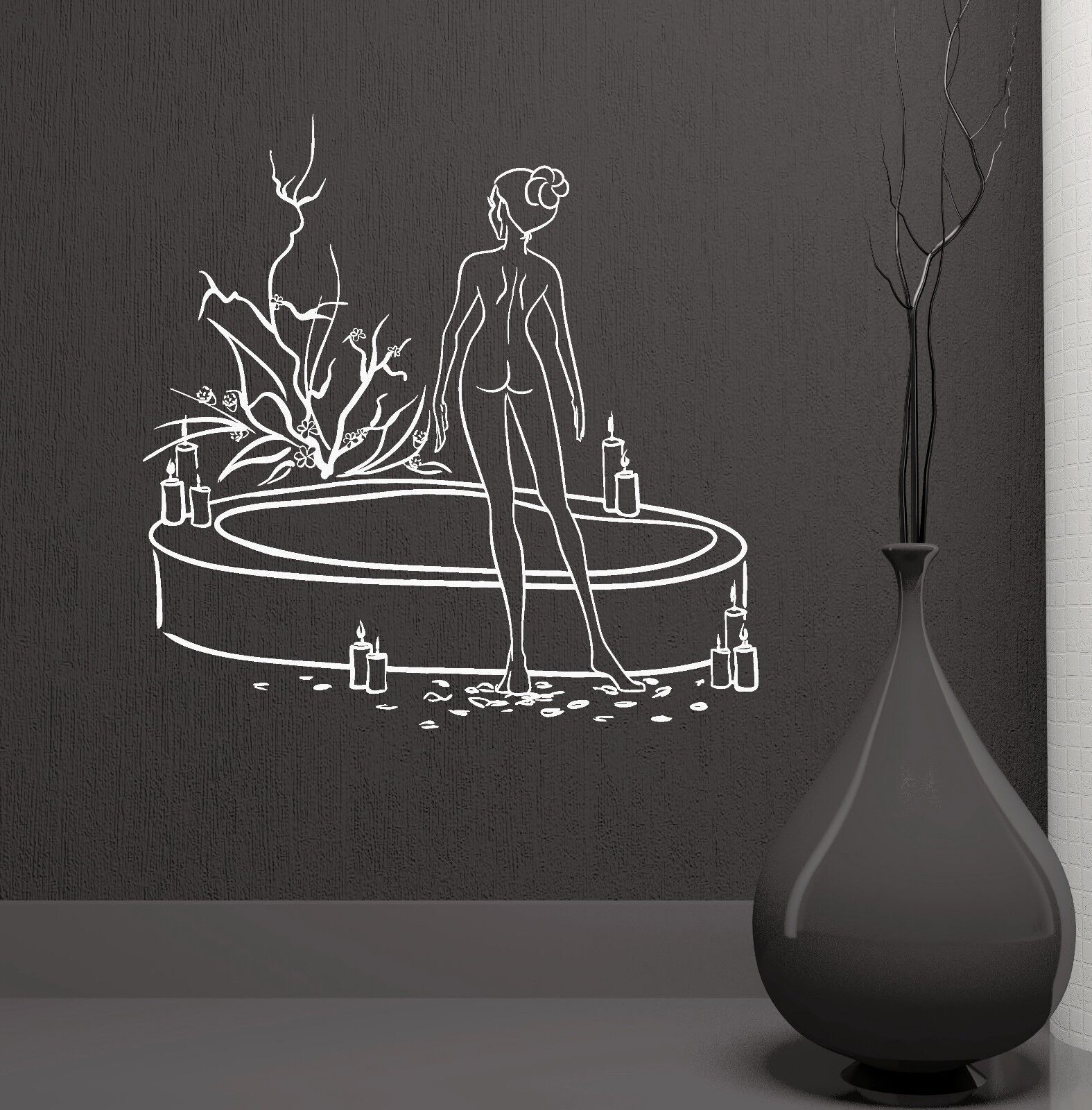 Naked Woman Bath Beauty Salon Spa Therapy Relax Wall Mural Vinyl Decal (ig2107)