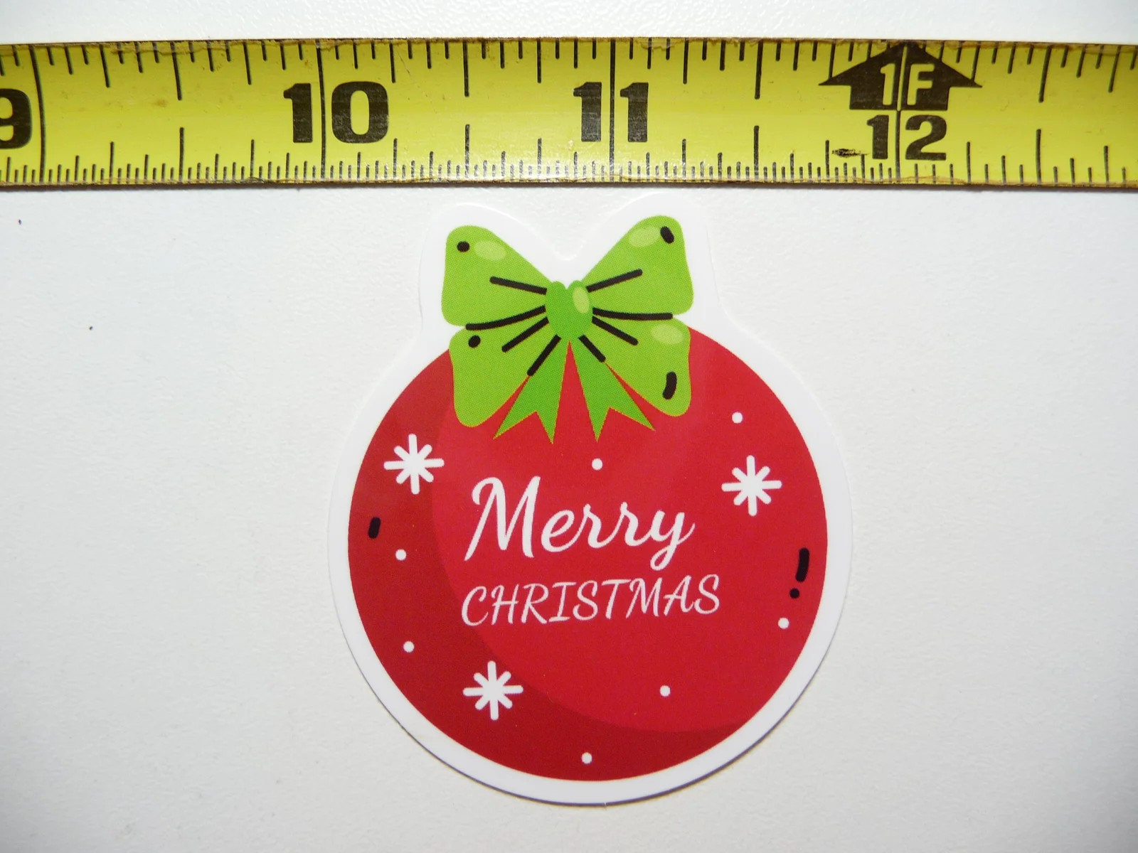 RIBBON ORNAMENT MERRY CHRISTMAS SNOWFLAKES SMALL STICKER DECAL WINTER HOLIDAYS