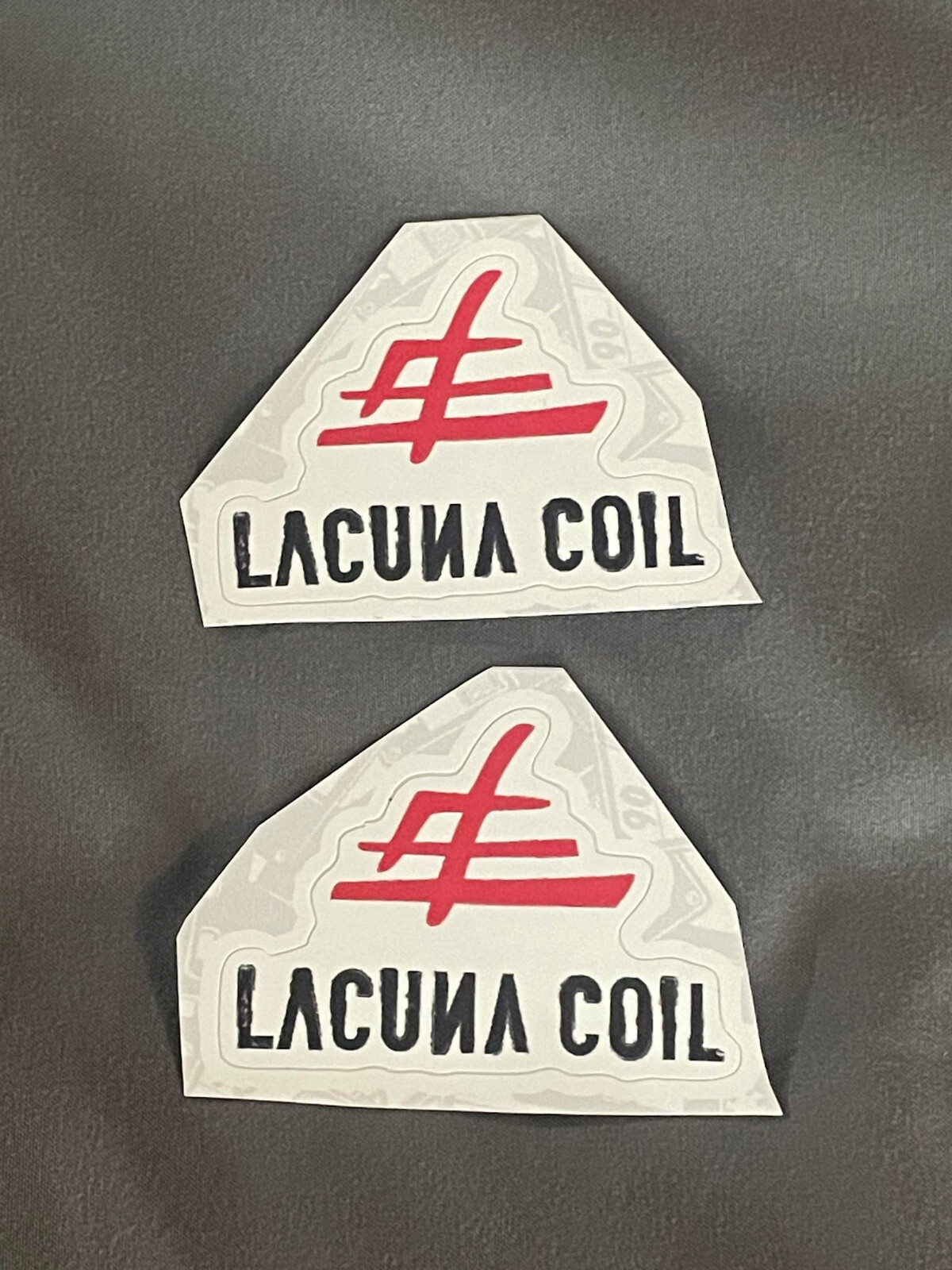 Lot of (2) LACUNA COIL 1 1/2″ x 2 1/4″ Band Logo STICKERS Red FAST! FREE SHIP!