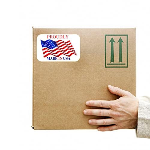 500 Pcs Made In USA American Flag Stickers Vinyl Decal Sticker Roll, 2×3 Inch