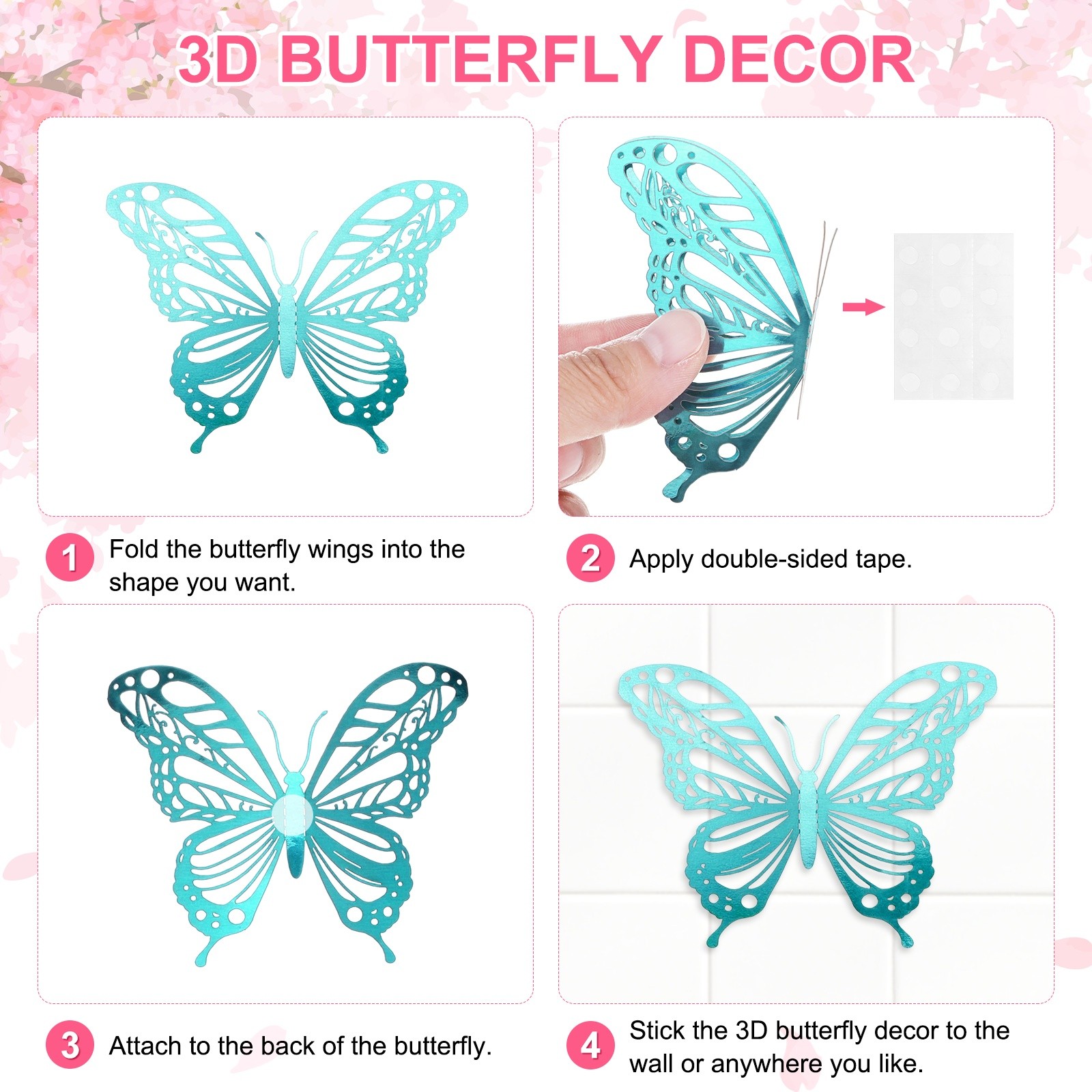 “For 24 Packs 3D Butterfly Wall Decor Stickers [Green, 3 Sizes]” (68 Characters)