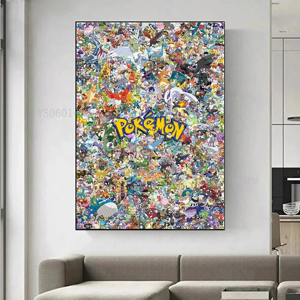 Pokemon Cotton Wall Poster Pikachu Dracaufeu Without Frame Decoration