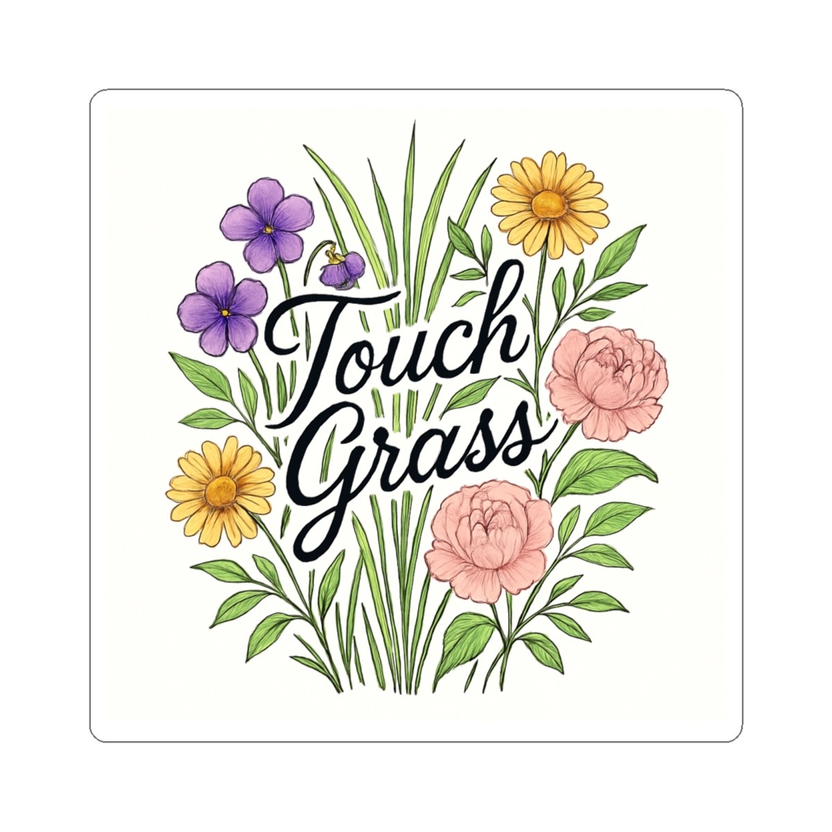 Touch Grass Kiss-Cut Stickers ~ barfool ~ Nerd Nature Organic Funny Gift