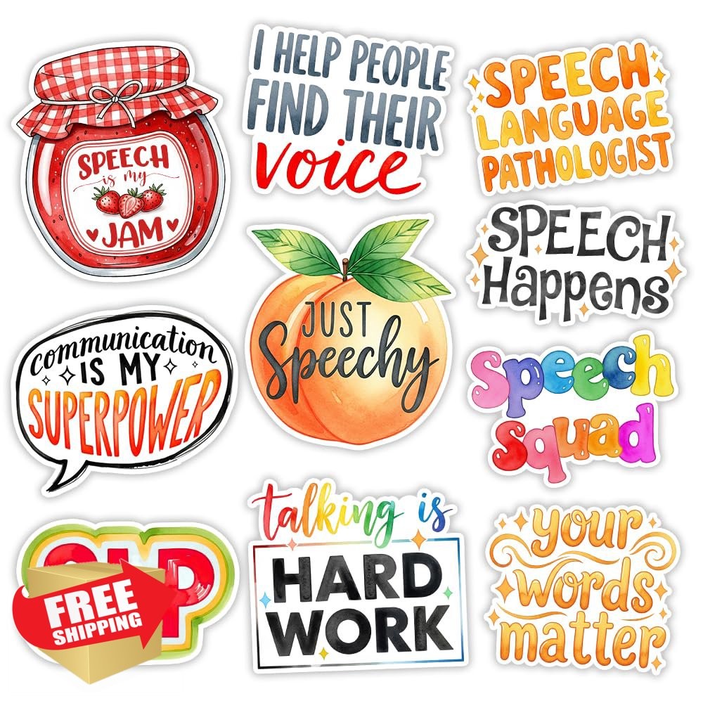 SODAVA 10pc 3in SLP Speech Language Pathologist Stickers Vinyl