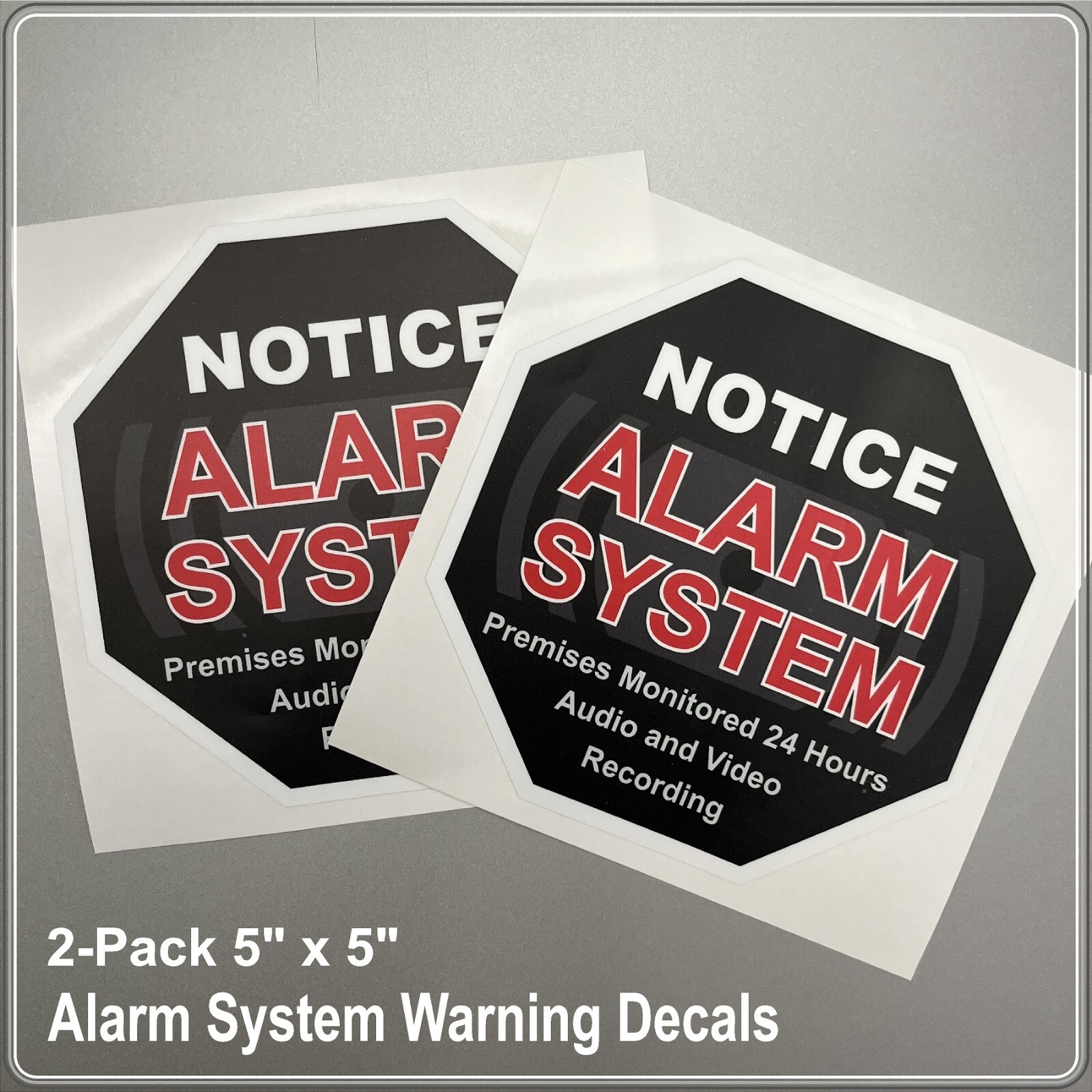 2-Pack Alarm System Warning Decals 5″x5″ Black High Quality Laminated Window Sti