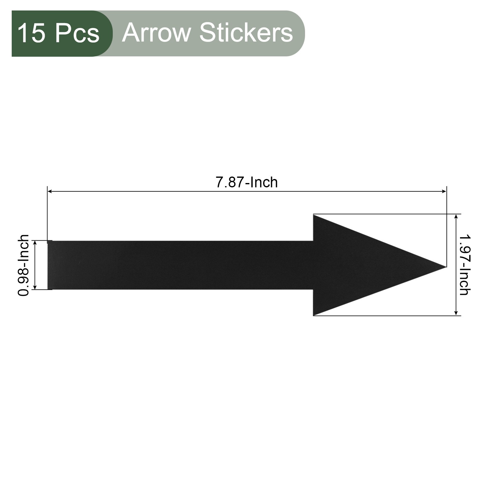 15Pcs Arrow Sticker 20×2.5cm Removable Self Adhesive Waterproof Signs Black
