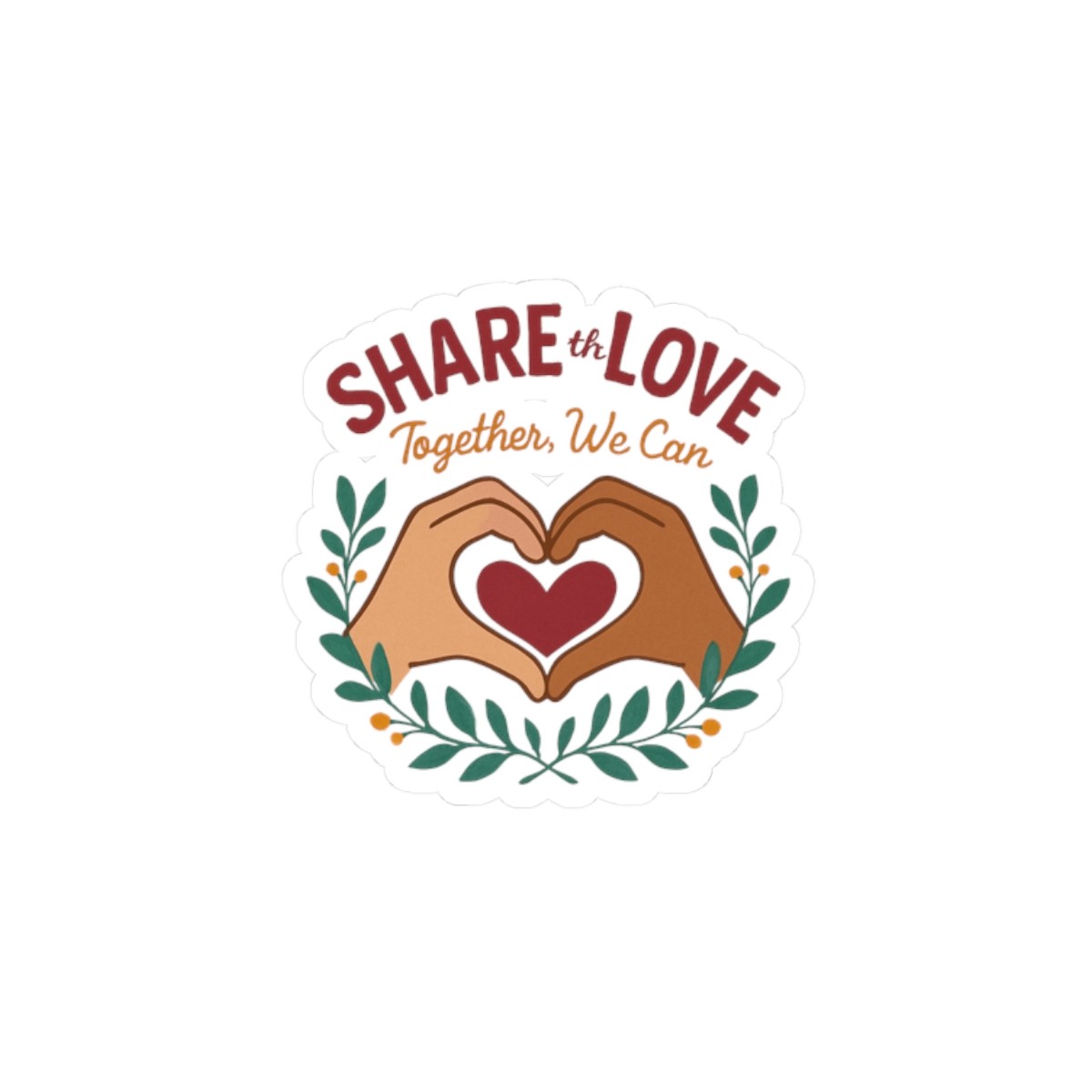 Share the Love heart hands sticker | Kiss-cut vinyl sticker