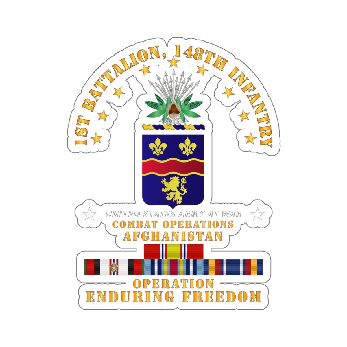 Kiss-Cut Stickers – 1st Bn 148th Infantry – Cbt Opns – OEF w AFGHAN SVC