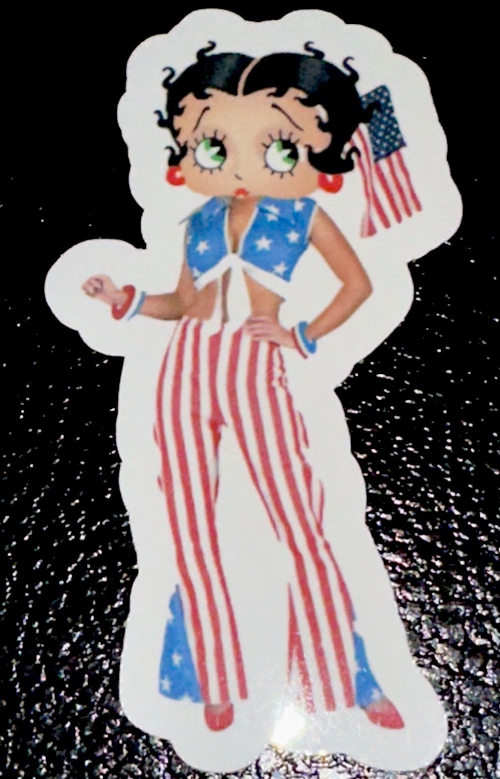 BETTY BOOP STICKER✨💋💄🇺🇸👠💋✨4” X 2 1/4”✨GLOSSY✨4th Of July✨SEXY & CUTE✨🎈🎉