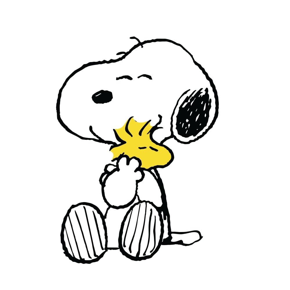 Peanuts Snoopy Hugging Woodstock, cute sticker with bright colors 3″W x 4.5″H