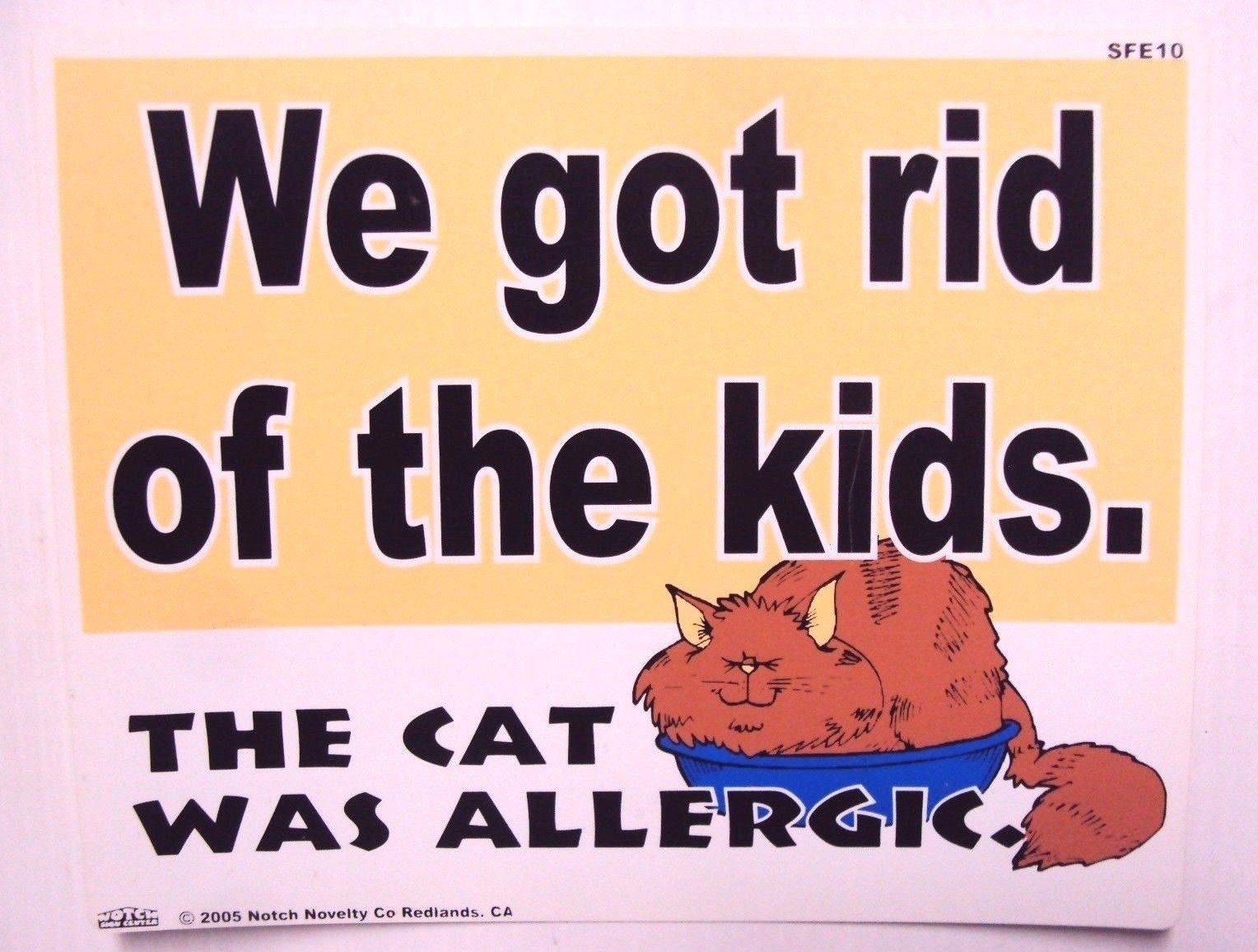 Funny Humor Bar Plastic Sign “We got rid of the kids.THE CAT WAS ALLERGIC” 8×10″