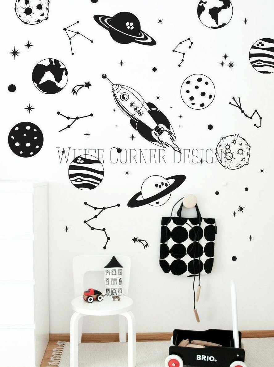 Space Wall Decals, Rocket Decals, Constellation Decal, Star Decals, Planet ga158