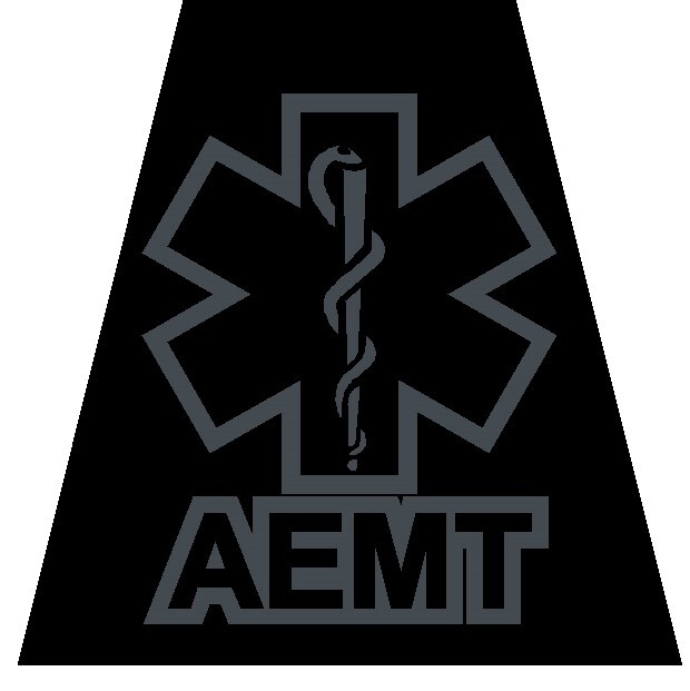 Reflective subdued Black EMT PARAMEDIC AEMT Tetrahedron Helmet Decal You Pick