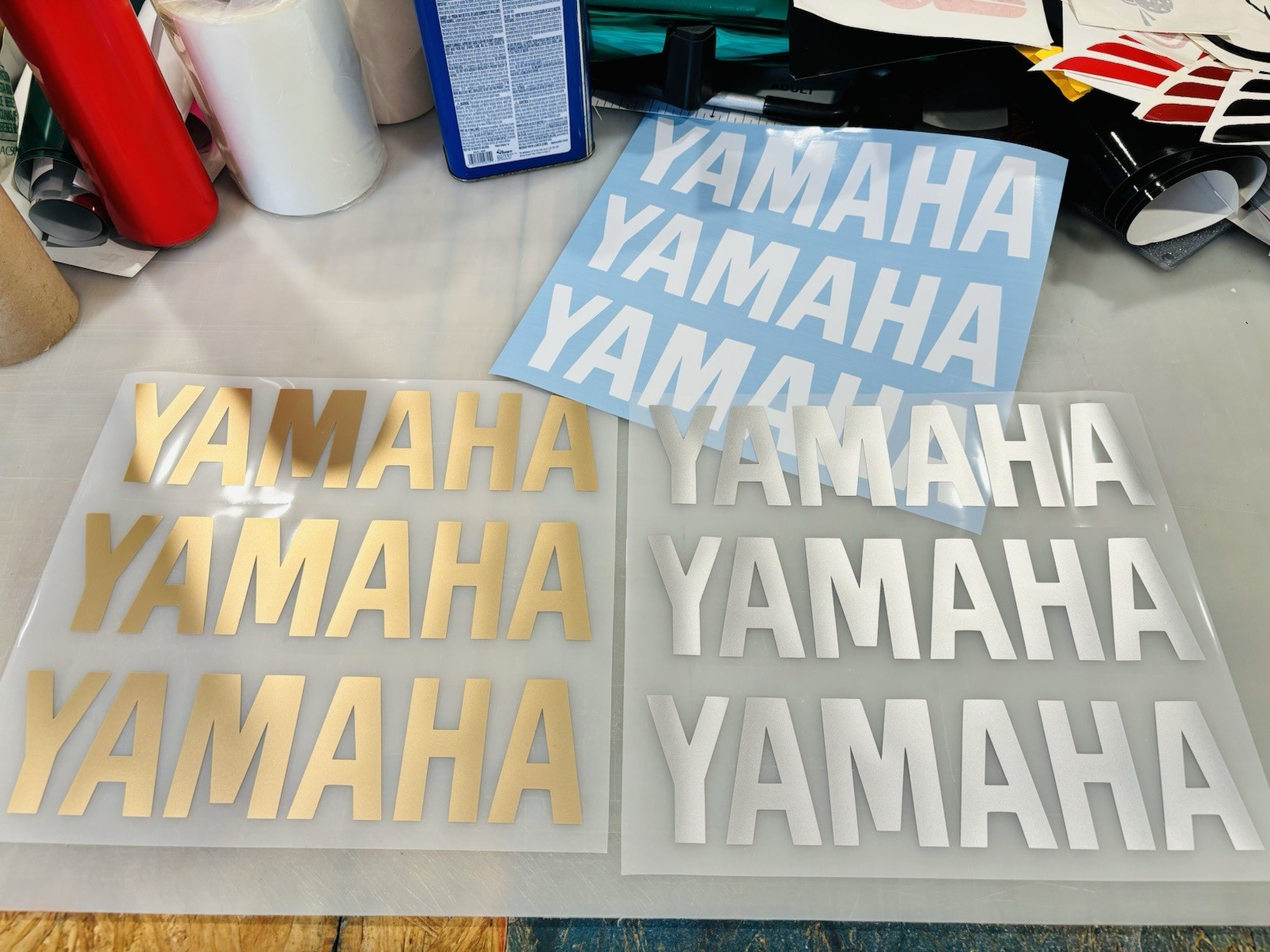 TWO Arai Helmets TEXT Die Cut Vinyl Decals For Honda Kawi Suzuki Yamaha KTM Husq