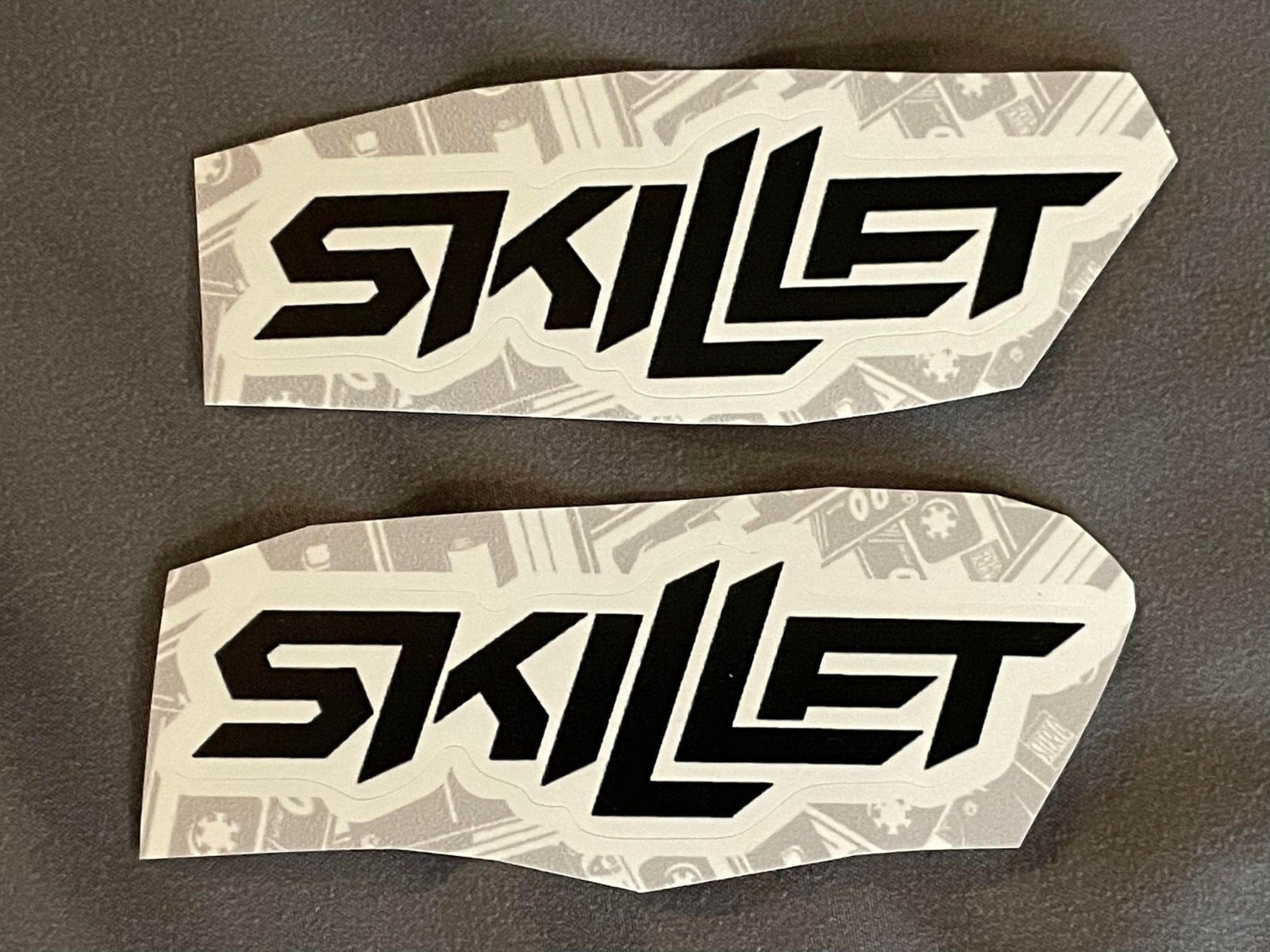 Lot (2) SKILLET 1″ x 3 3/4″ Band Logo STICKERS Black FAST! FREE SHIP! COOPER