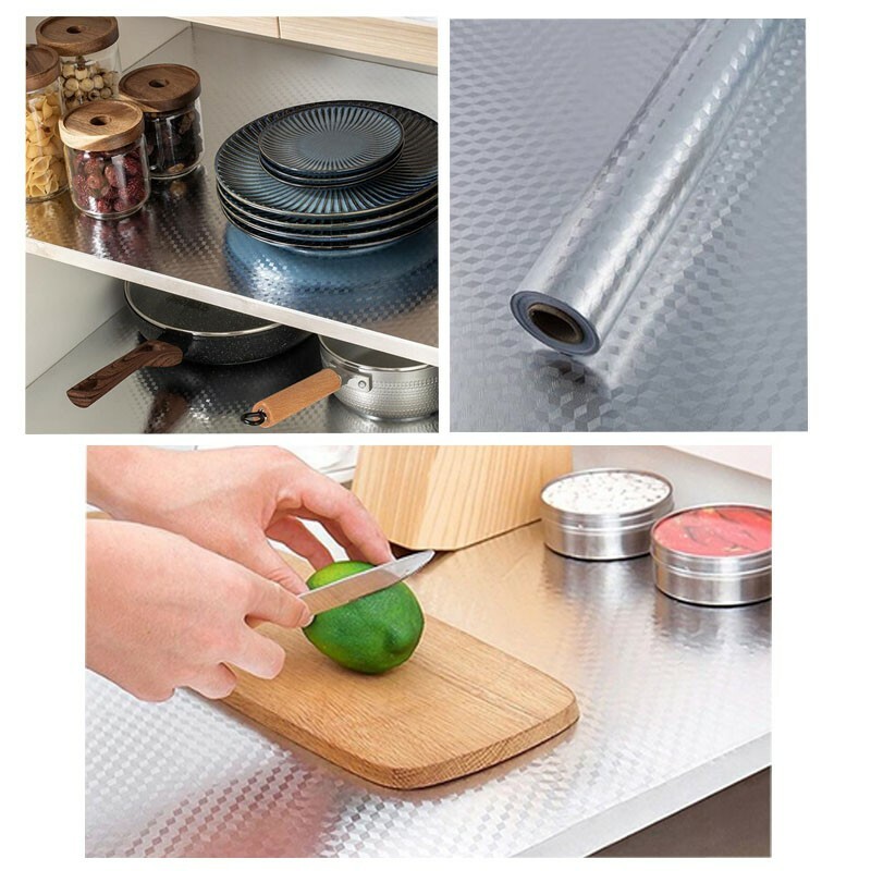 PreAsion 40cm*3m Waterproof Oil proof Self Adhesive Aluminum Foil Wall Sticker K