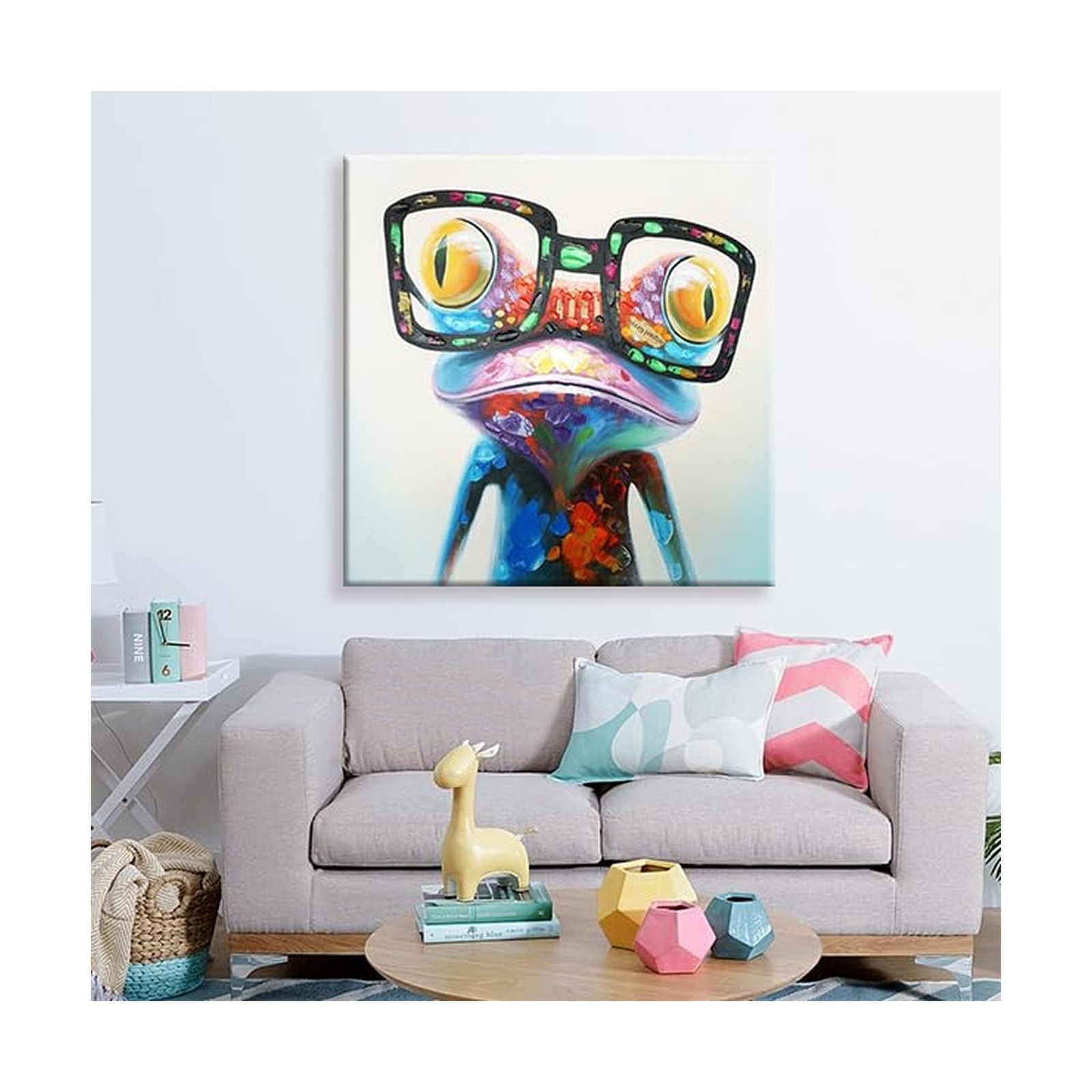 SEVEN WALL ARTS Frog Canvas Wall Art Colorful Animal Painting Pictures Happy …