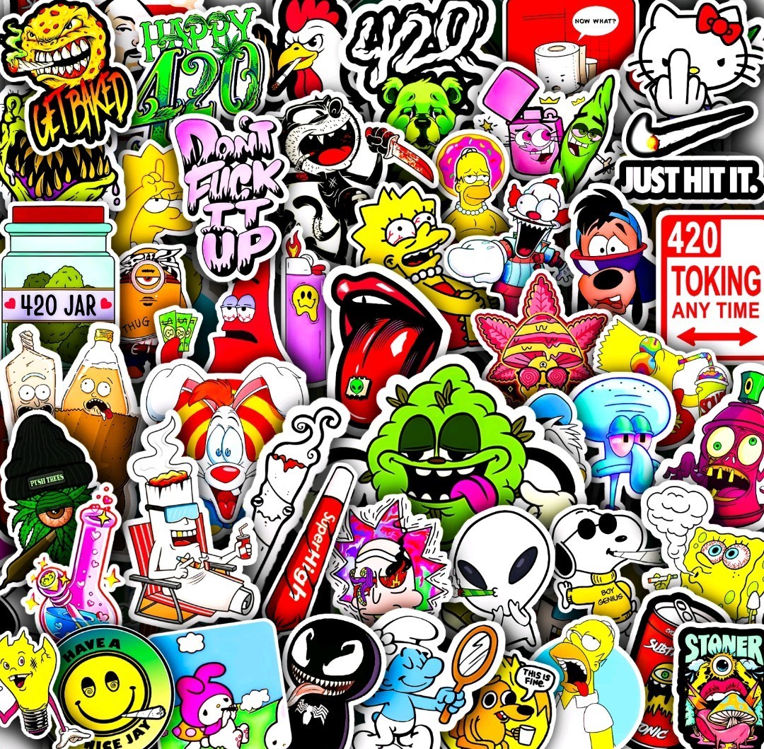 10 Pc 420, Weed, Cannabis, Marijuana, Vinyl Sticker Decals Pack, Funny, Adult