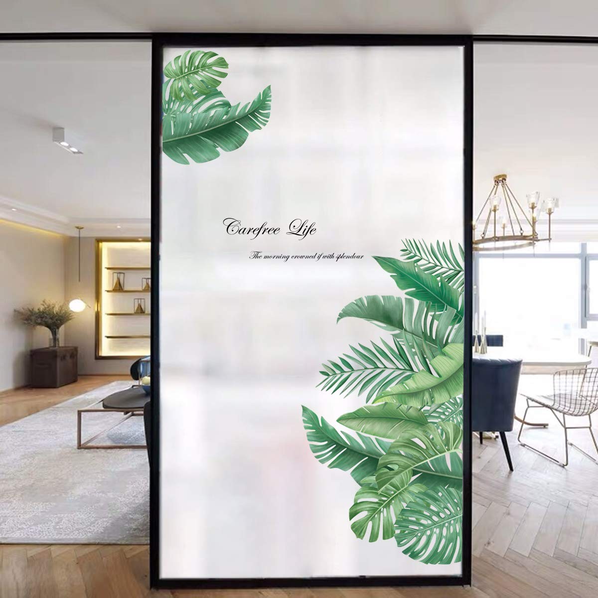 Green Leaves Wall Decals Palm Tree Leaf Plants Wall Stickers Bedroom Living R…