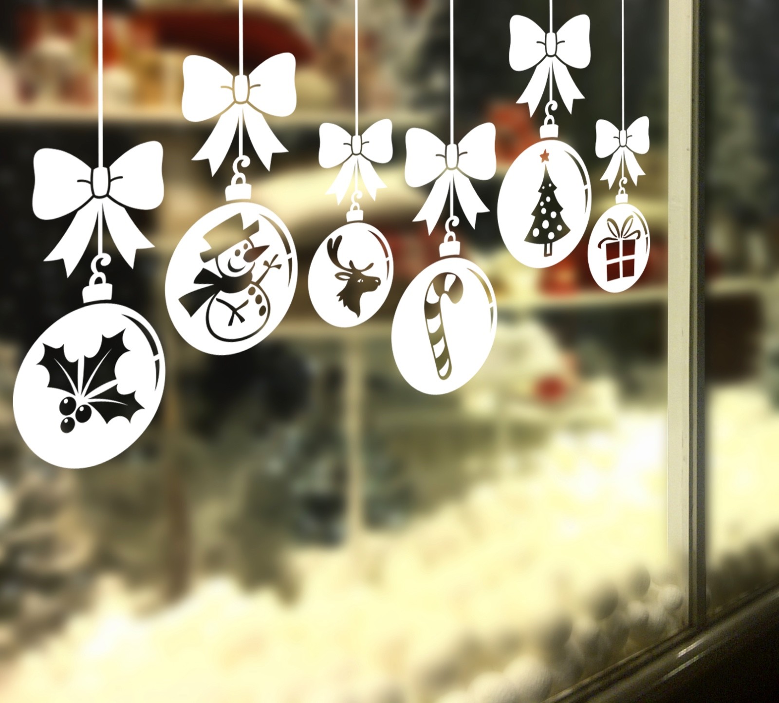 Christmas Baubles Shop Window Vinyl Decal Wall Decorations Xmas Window Stickers