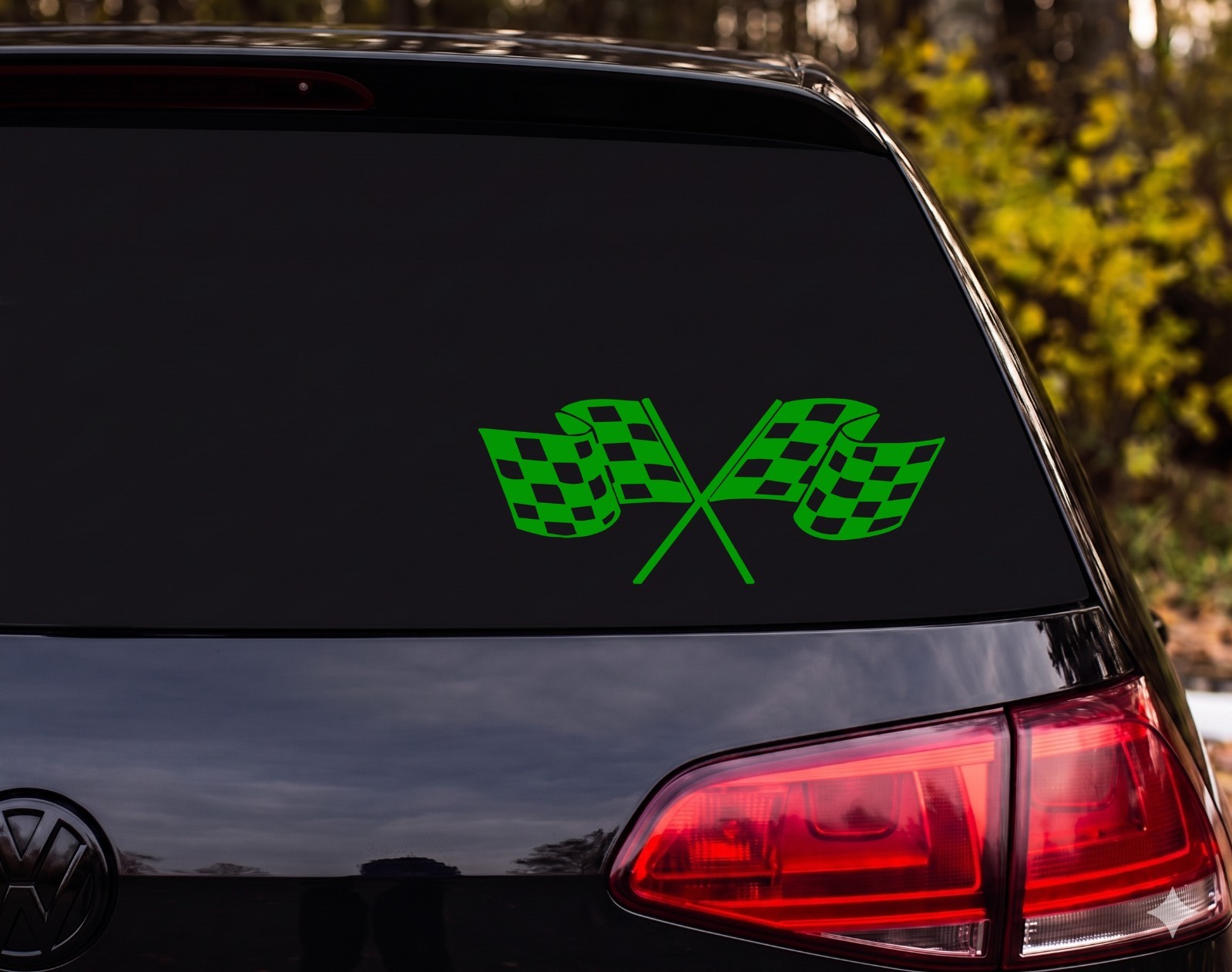Crossed Checkered Racing Flags Vinyl Decal Sticker Car Truck | Racing Fan Gift