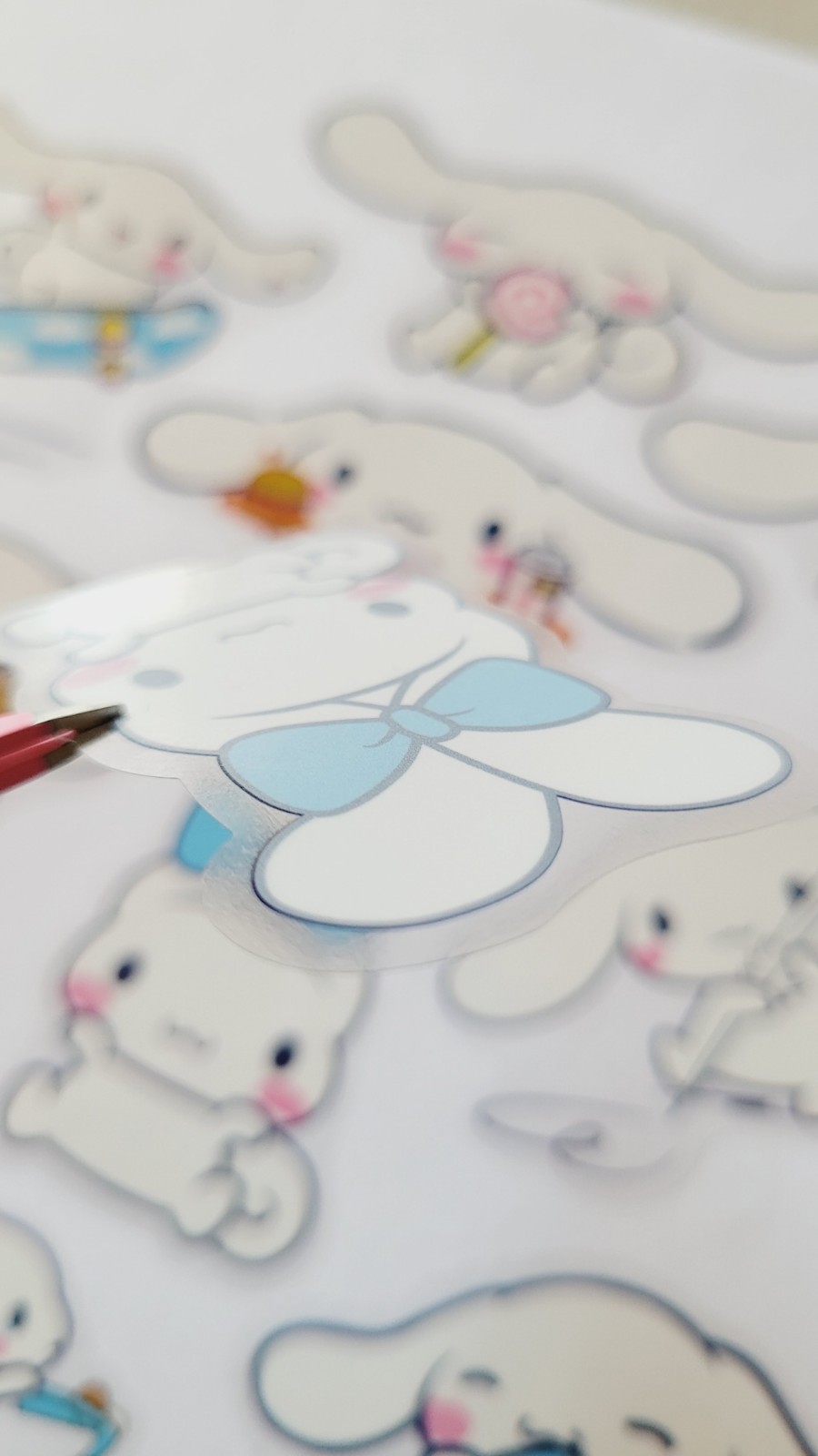 CINNAMOROLL TRANSLUCENT/ CLEAR WATERPROOF STICKERS SET OF 1O DECAL DECORATION