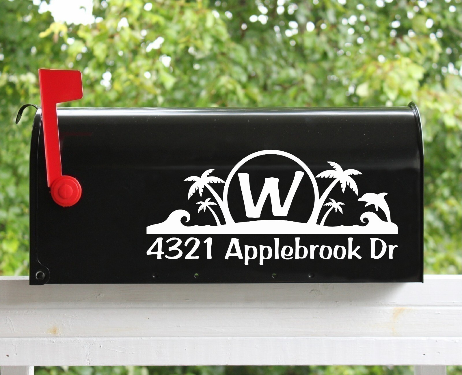 Set of 2 – 5″ x 11″ Custom Beach Themed Mailbox Decals Stickers Initial & Street