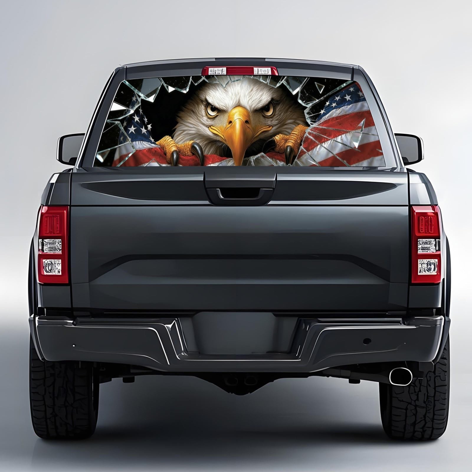 Back Window Decals for Trucks – 65×17.3 in American Eagle Flag Window Decal R…